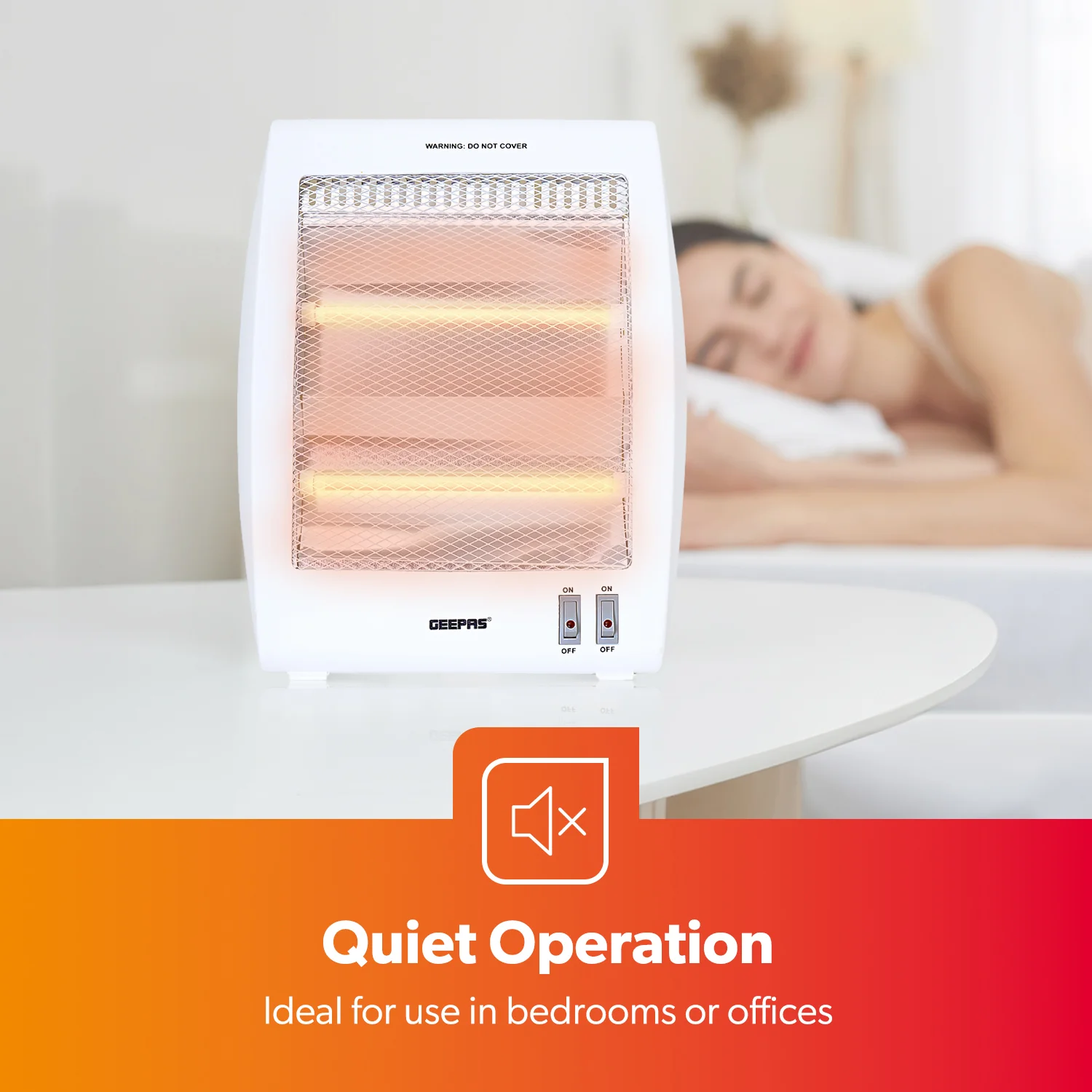 Pack of 2 Quartz Halogen Heater Portable Upright 800W - Image 3
