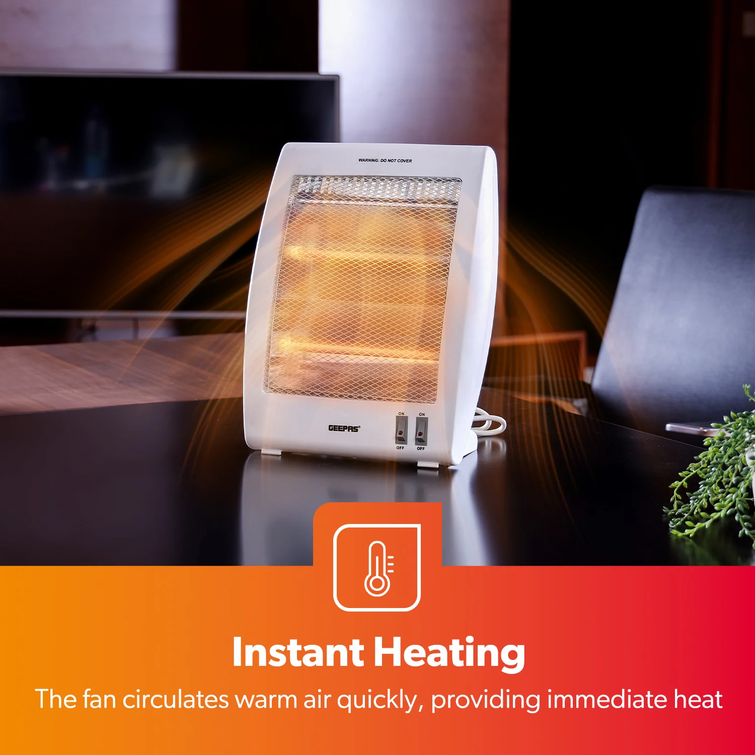 Pack of 2 Quartz Halogen Heater Portable Upright 800W - Image 6
