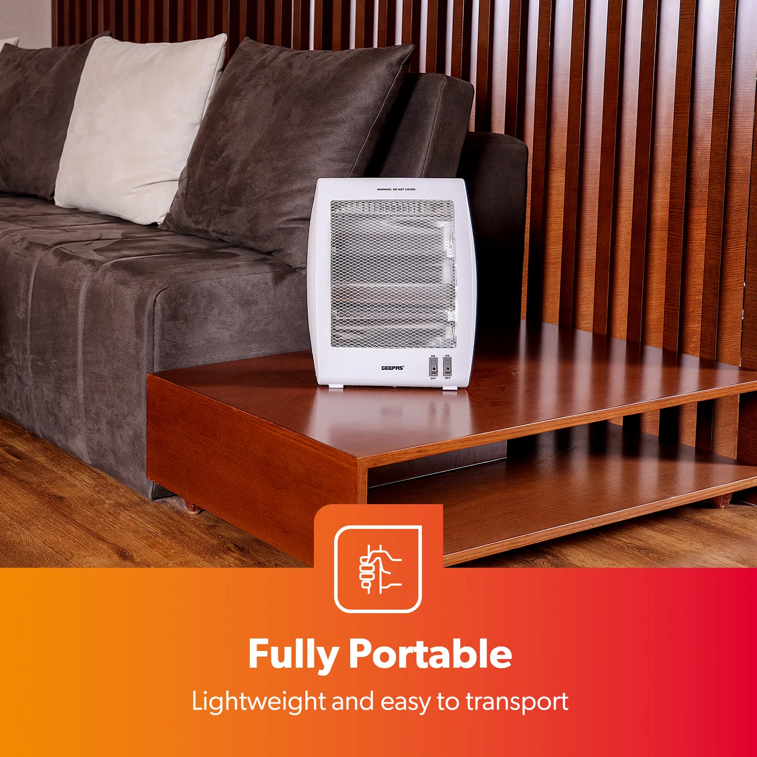 Pack of 2 Quartz Halogen Heater Portable Upright 800W - Image 7