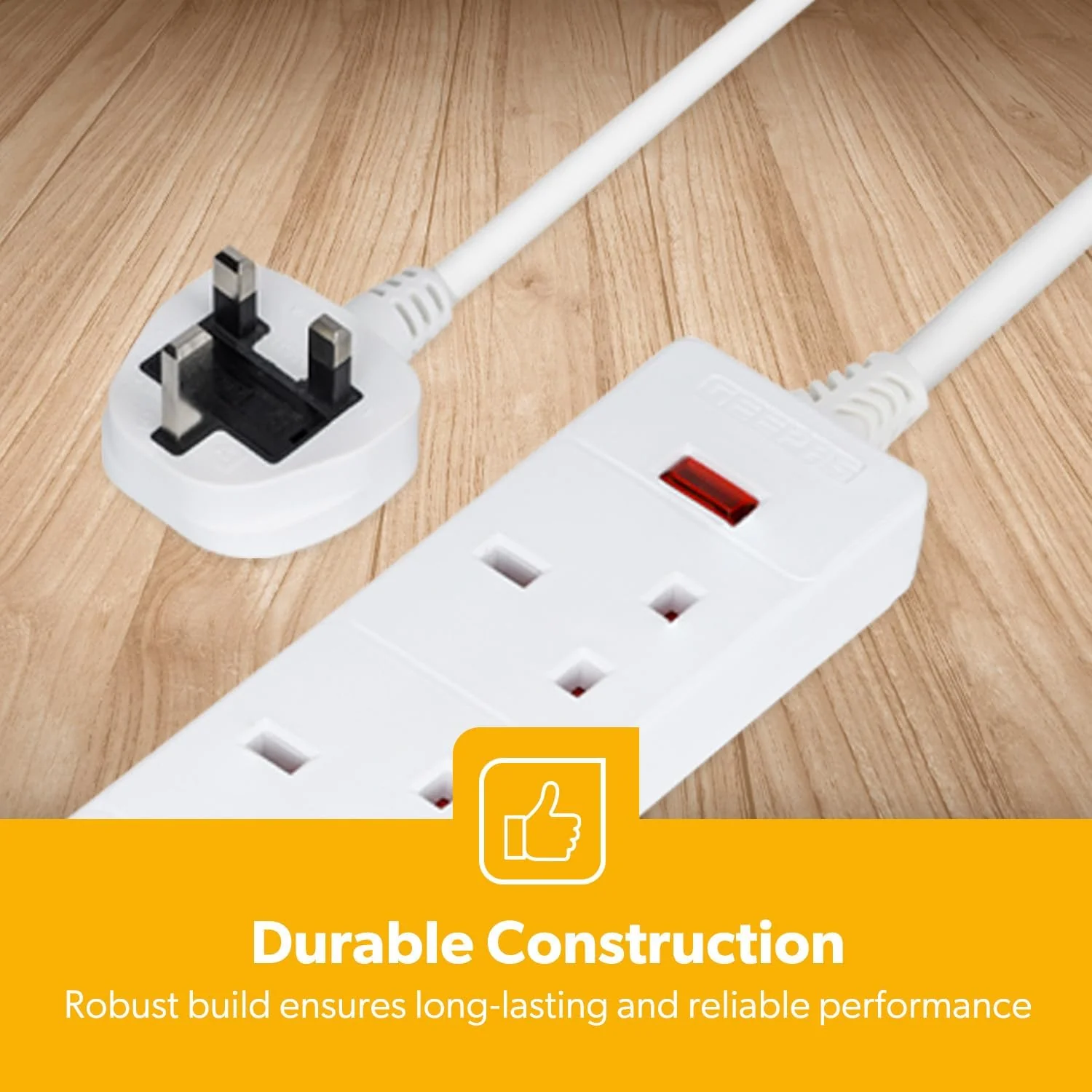 Pack Of 2 White 4 Gang Extension Lead With 1-Meter Cable - Image 5