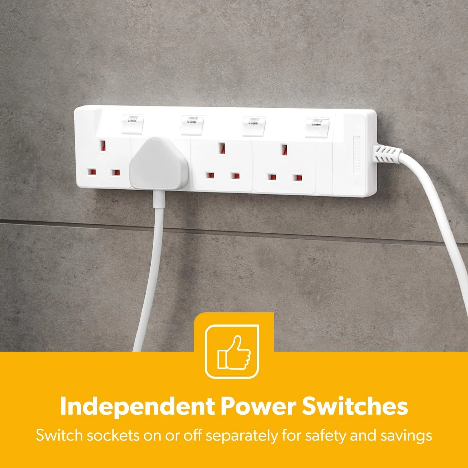 Pack Of 4 White 4 Gang Extension Leads With 2 Metre Cable - Image 3