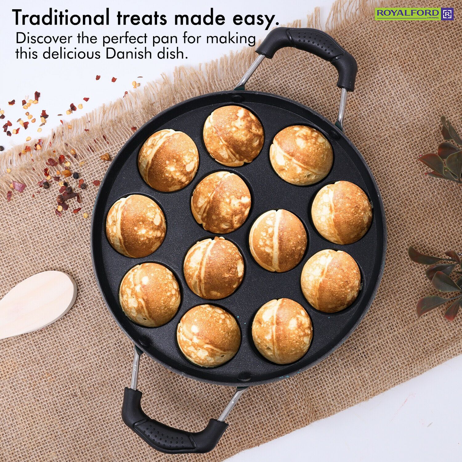 Appam Pancake Aebleskiver Frying Pan By Royalford - Image 5