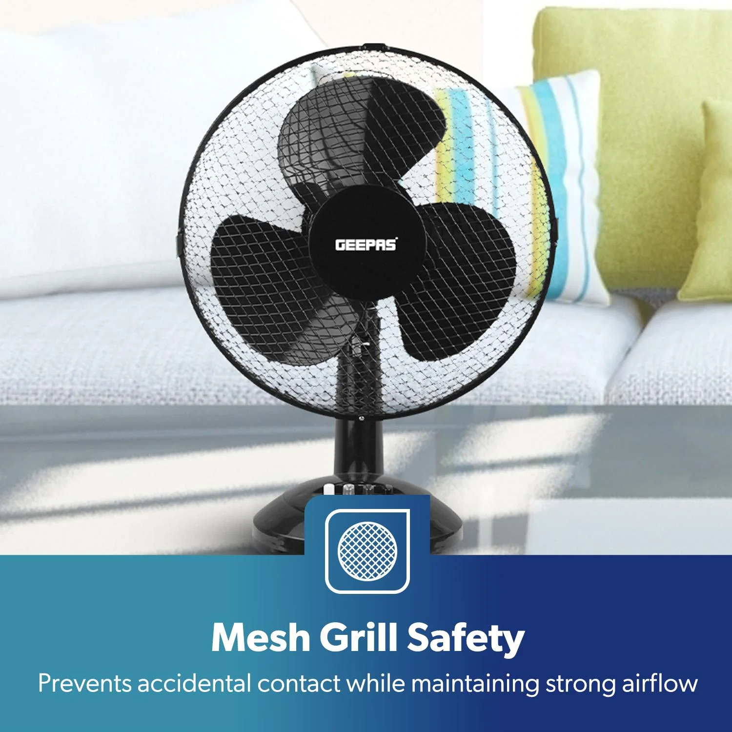 12-Inch Oscillating Black Table Fan with 3 Speed Settings - Image 5