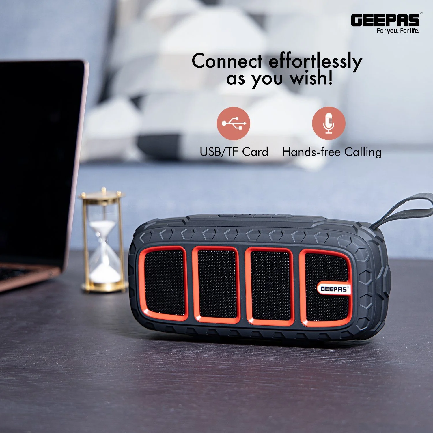 Red and Black Wireless Portable Bluetooth Speaker - Image 3