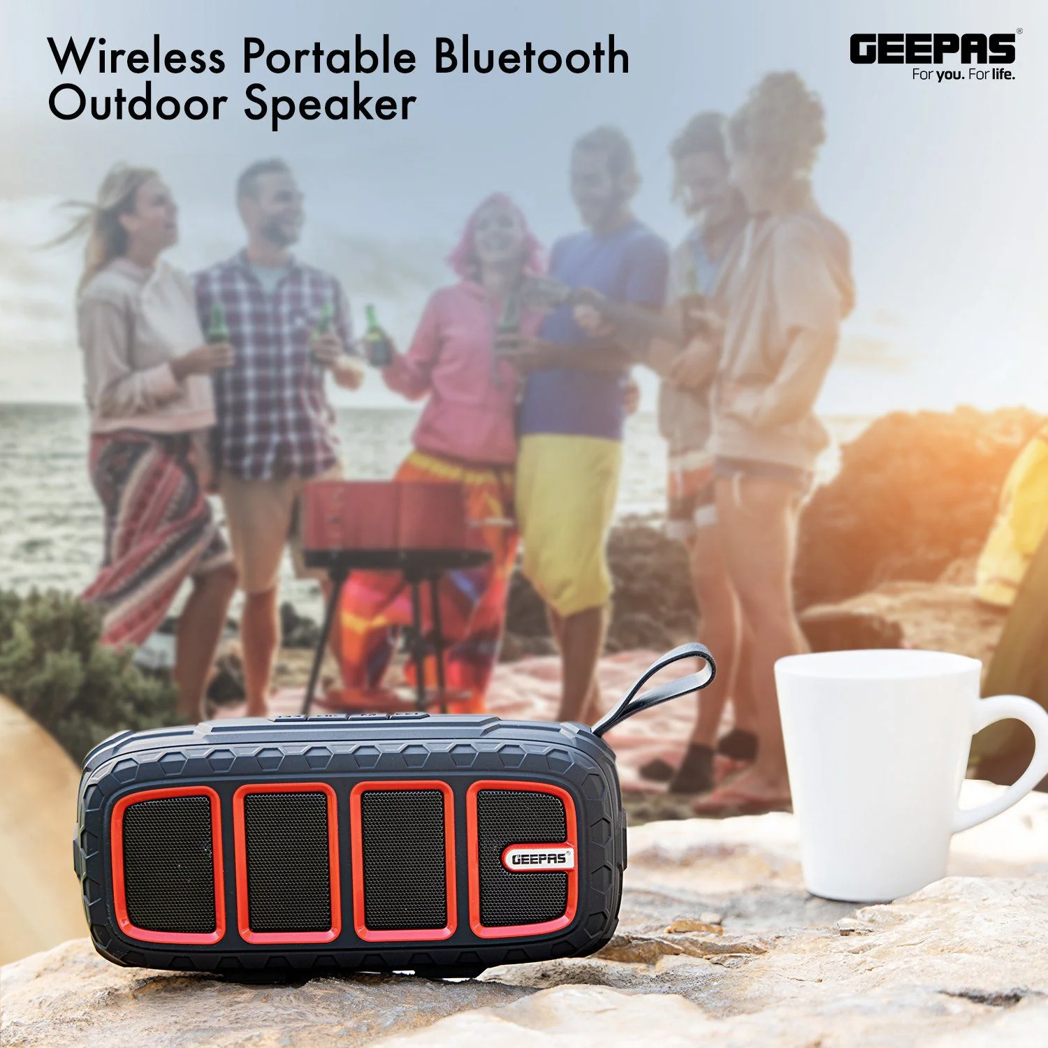Red and Black Wireless Portable Bluetooth Speaker - Image 5