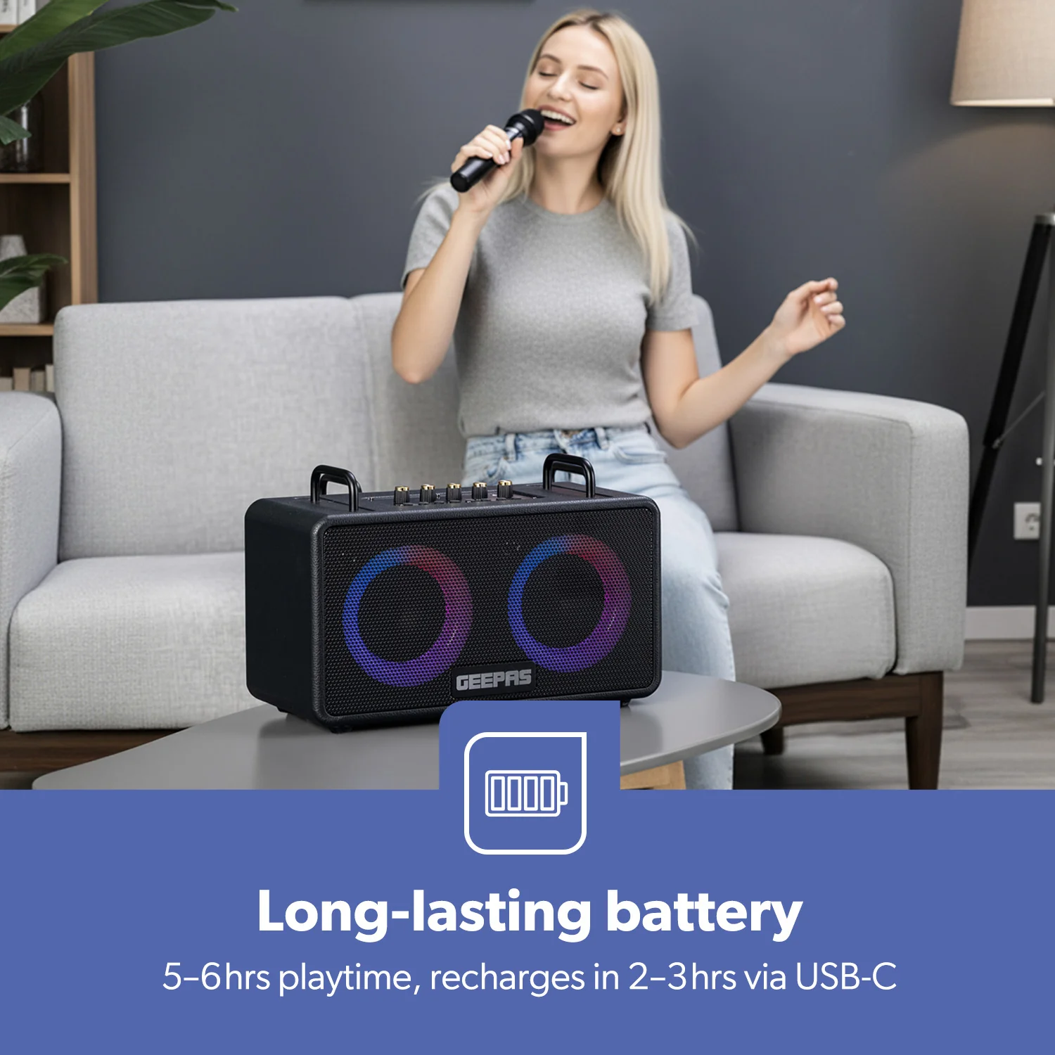 Portable Bluetooth Speaker With Wireless Microphone Karaoke Machine - Image 5