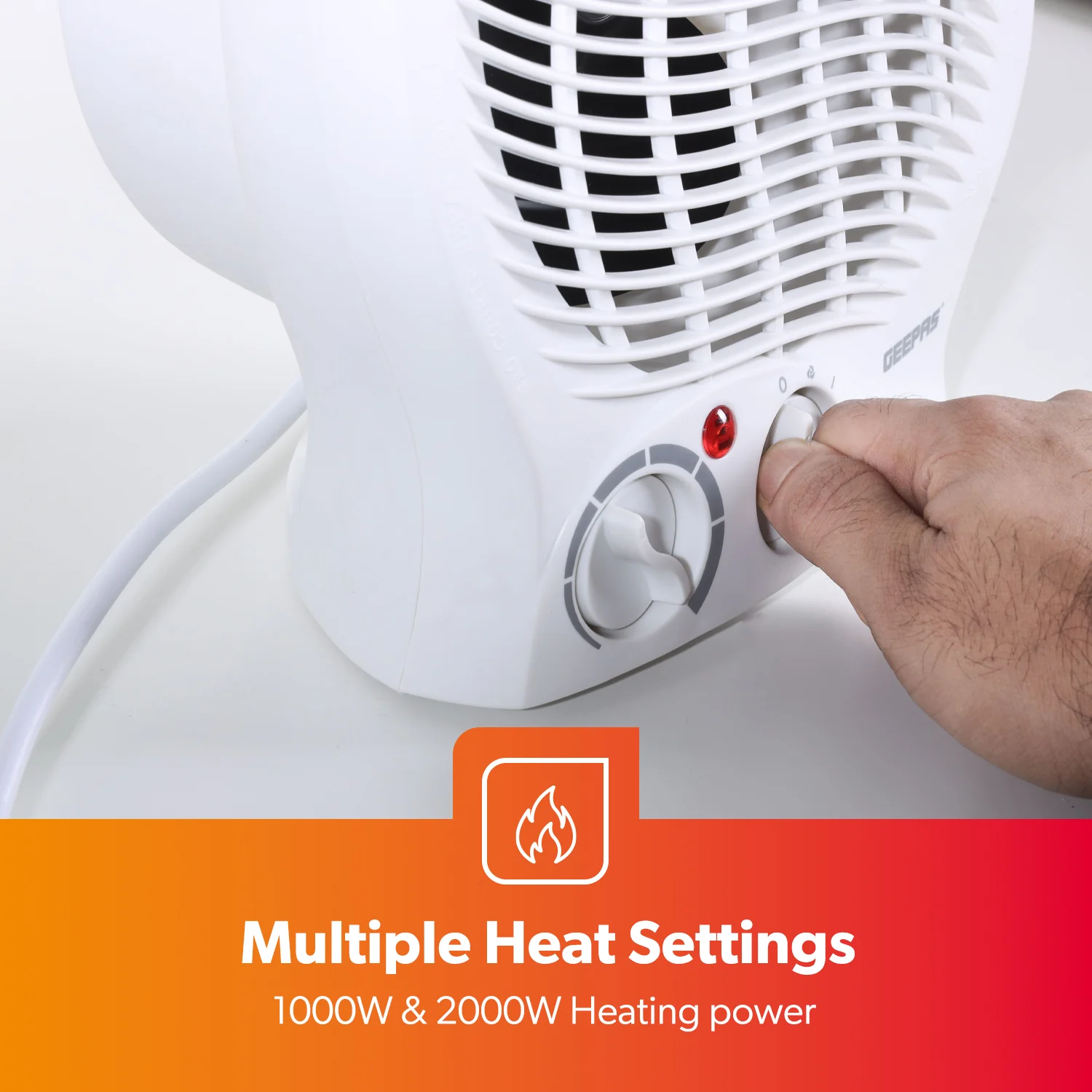 2000W Adjustable 2-In-1 Fan Heater With 2 Heat Settings - Image 5