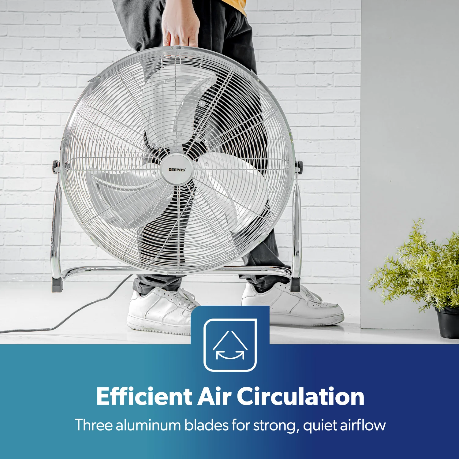 Premium 20-Inch Powerful 3-Speed Metal Floor Fan - Image 3