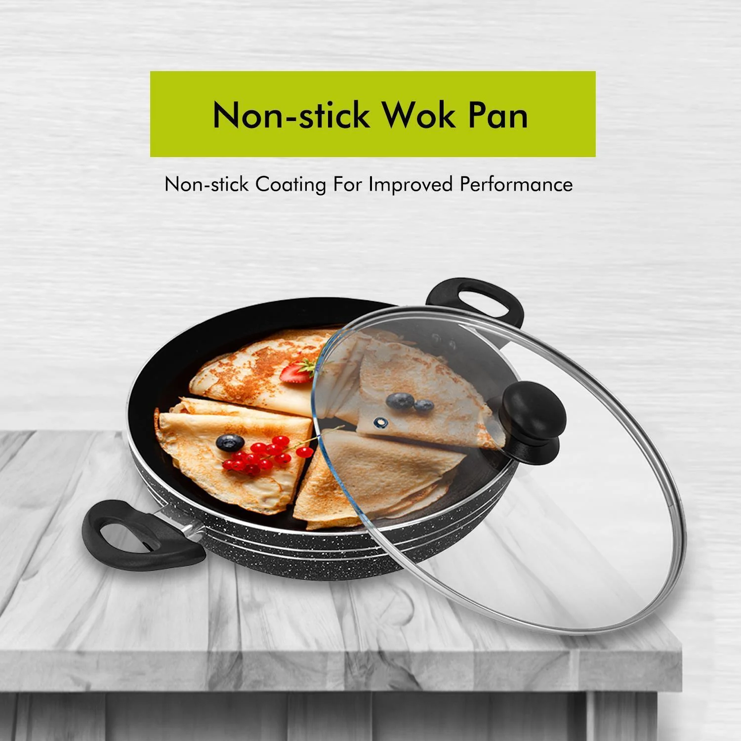 Premium 28cm Non-Stick Induction Wok Pan with Glass Lid - Image 6