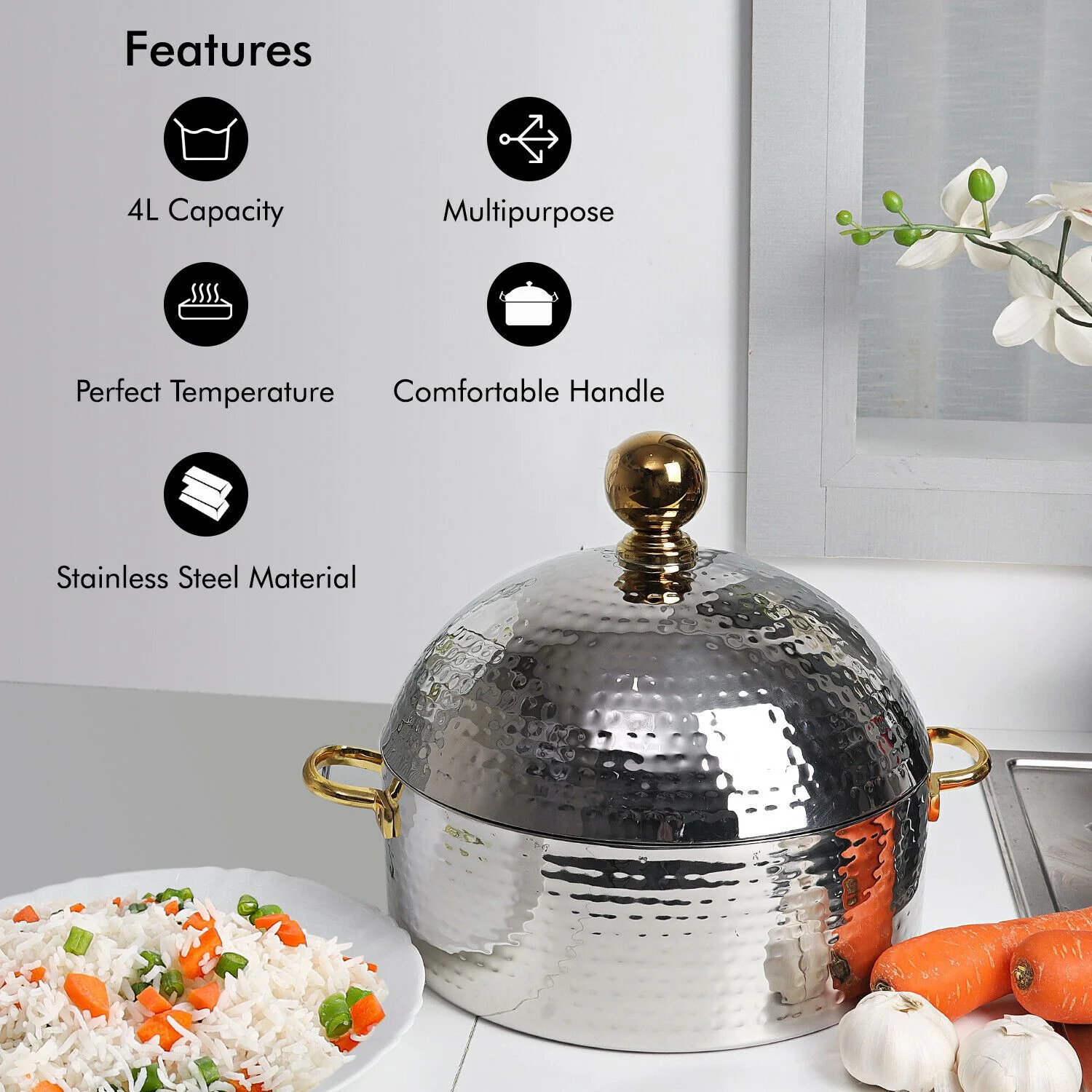 Premium Stainless Steel Food Serving Dish (3L) - Image 2