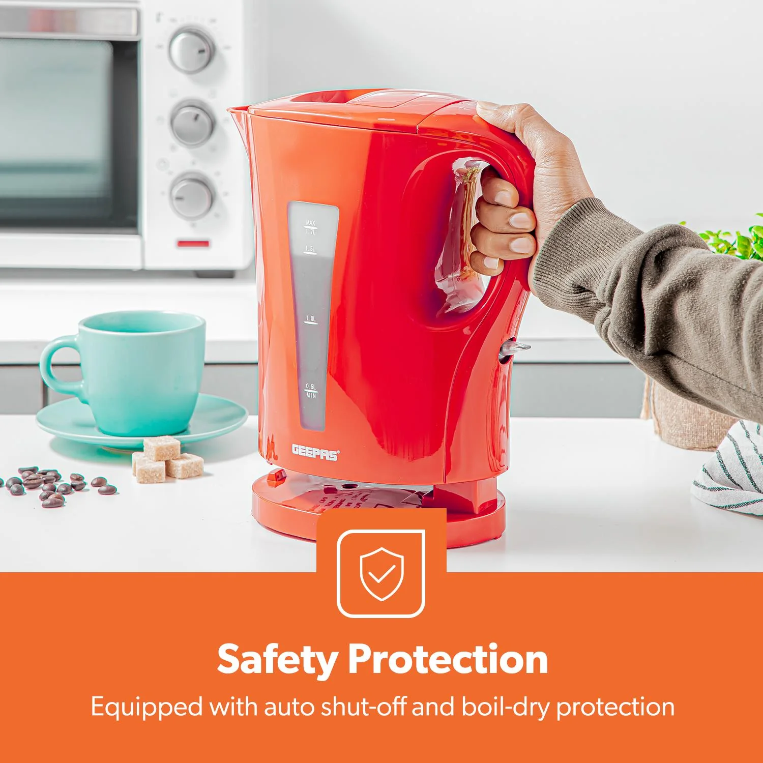 Red 1.7L Electric Kettle & 4 Slice Bread Toaster Set - Image 3