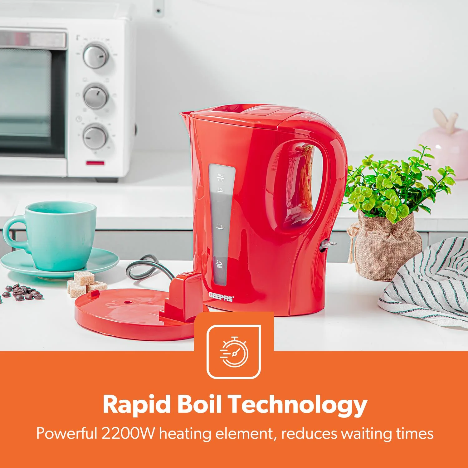 Red 1.7L Electric Kettle & 4 Slice Bread Toaster Set - Image 9