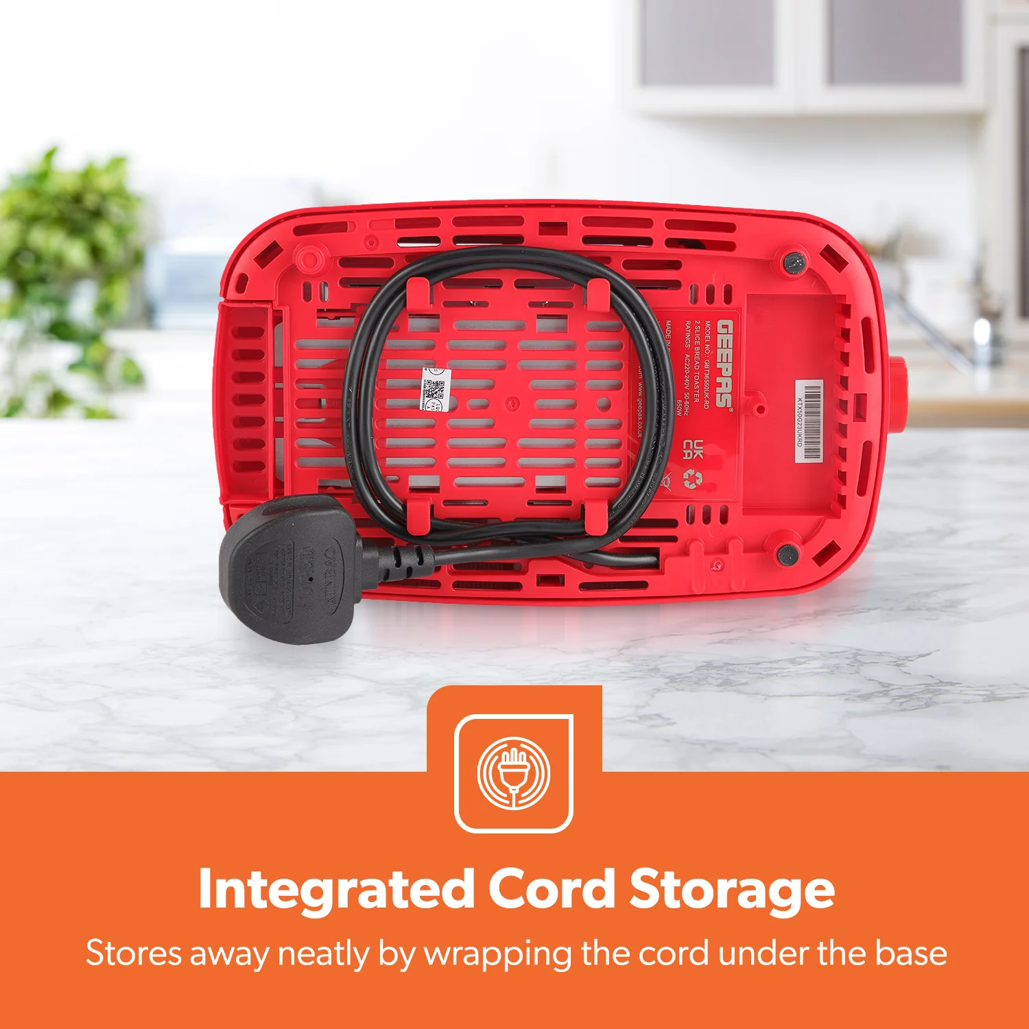 Red 2-Slice Bread Toaster With 6-Level Browning Control - Image 5
