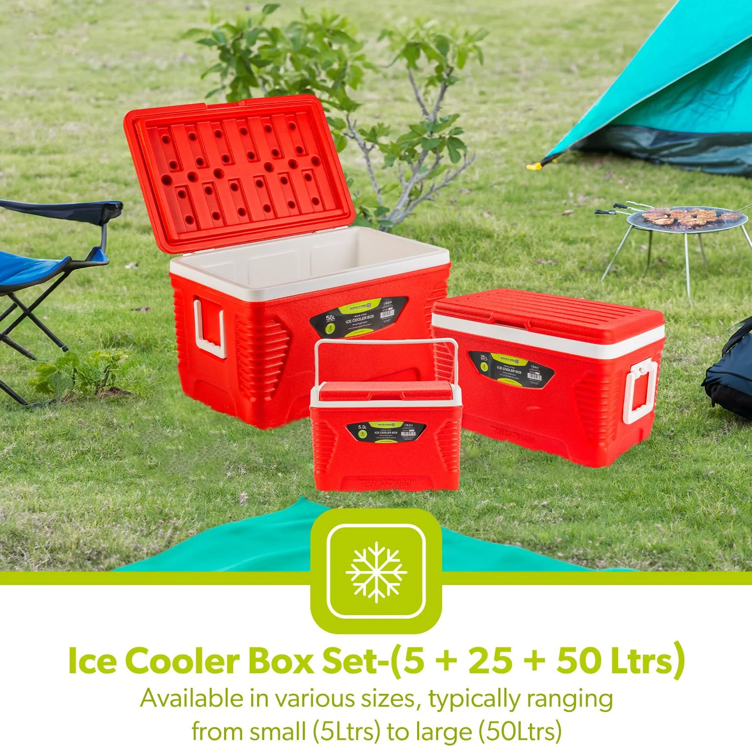 Red 3-Piece Ice Chest Cooler Set (5L, 25L & 50L) - Image 4