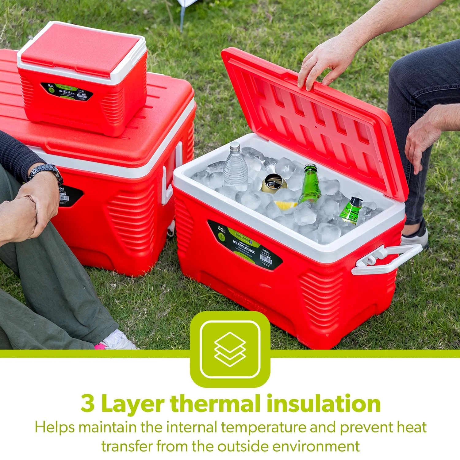 Red 3-Piece Ice Chest Cooler Set (5L, 25L & 50L) - Image 5