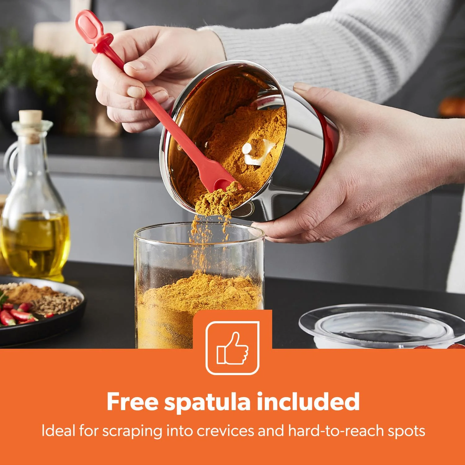 Red 750W Wet and Dry 3-In-1 Mixer Grinder With Stainless Steel Jars - Image 4