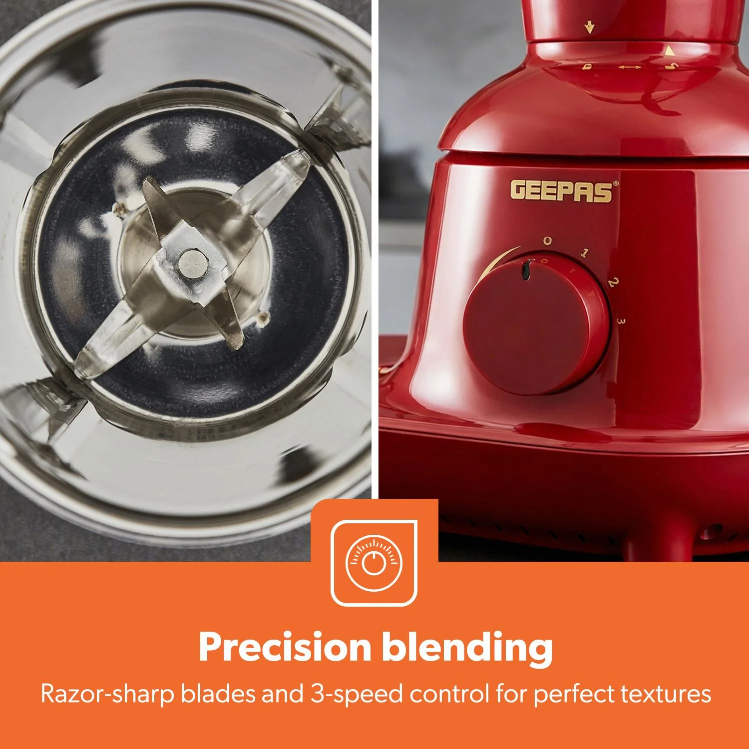 Red 750W Wet and Dry 3-In-1 Mixer Grinder With Stainless Steel Jars - Image 5
