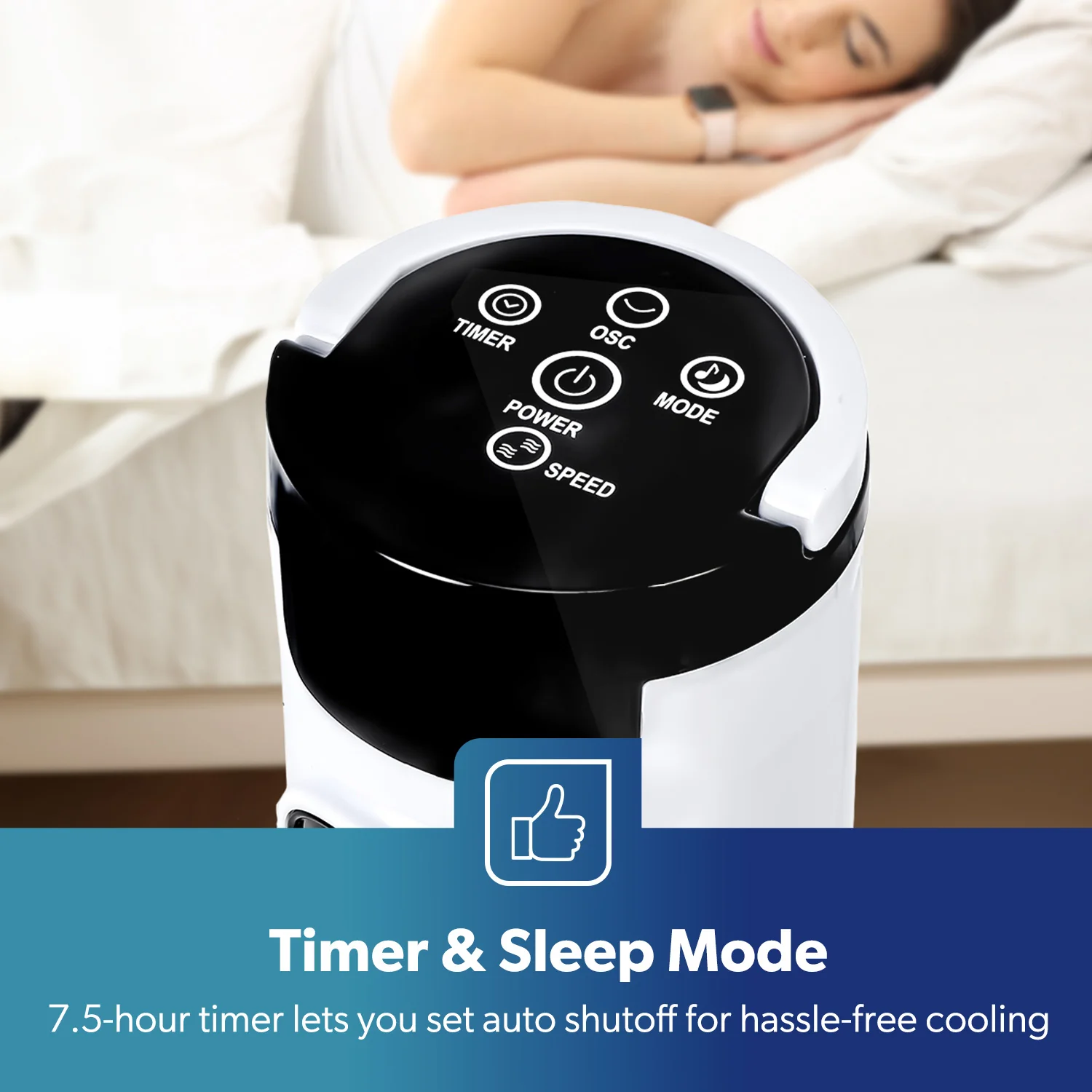30W Three-Speed Mini Tower Fan With Remote Control - Image 4