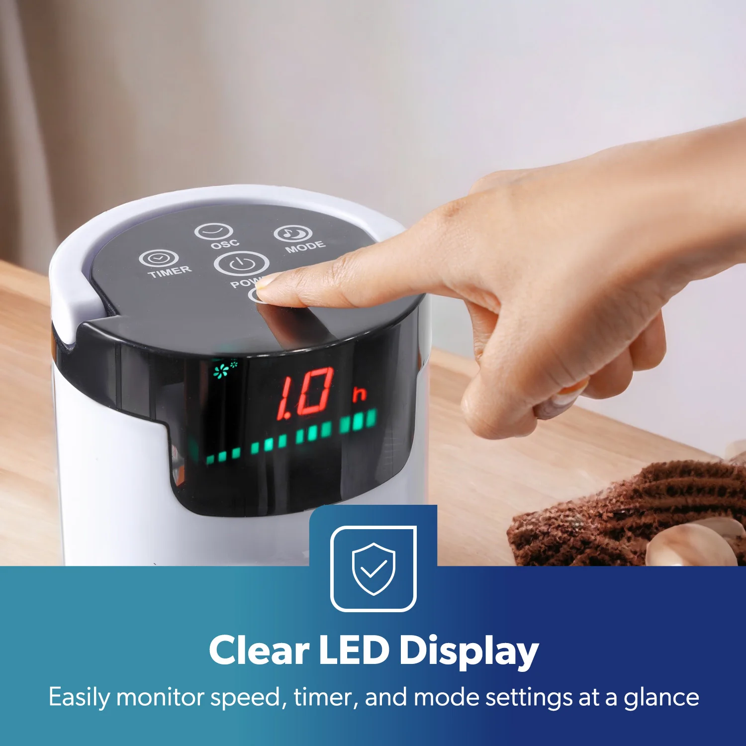 30W Three-Speed Mini Tower Fan With Remote Control - Image 8