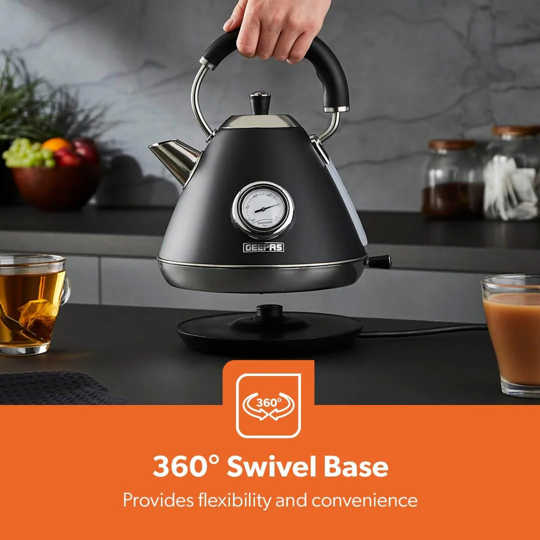 Retrovive Black 1.7L Electric Kettle, 4-Slice Toaster & 20L Digital Microwave - Image 5