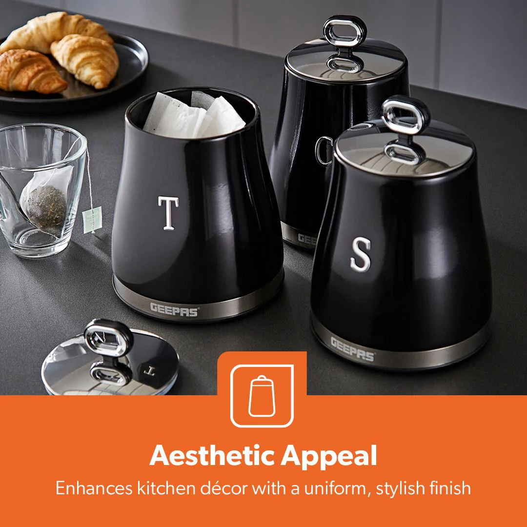 Retrovive Black Countertop Storage Containers Set Of 3 - Image 3