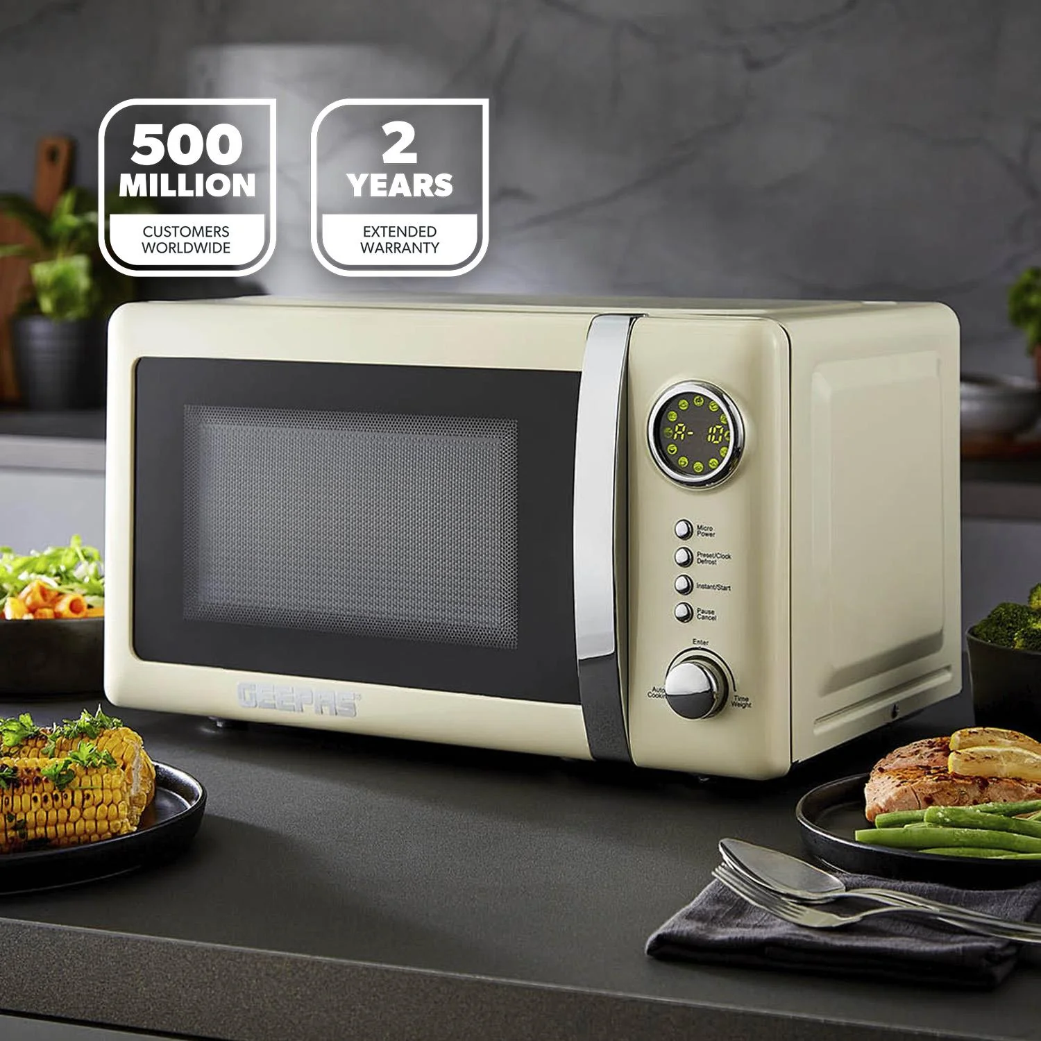 Retrovive Cream 1.8L Kettle, 4-Slice Bread Toaster & 20L Microwave Oven - Image 3