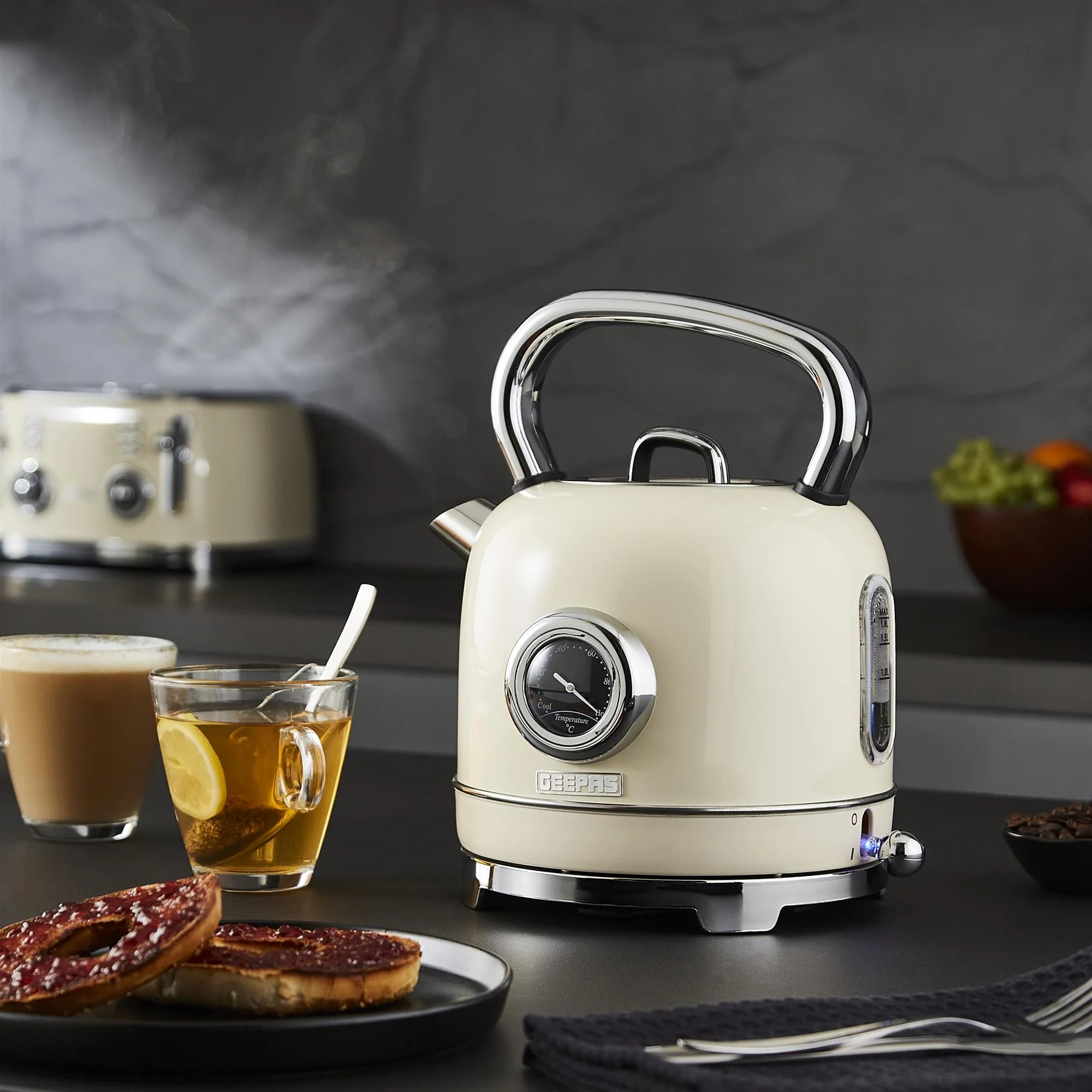 Retrovive Cream 1.8L Kettle, 4-Slice Bread Toaster & 20L Microwave Oven - Image 5