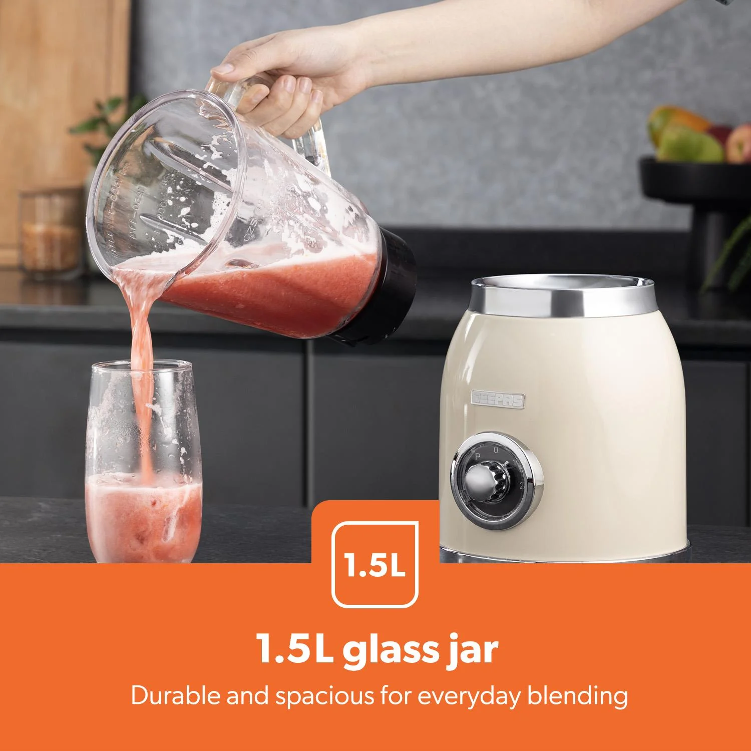Retrovive Cream 2-In-1 Food Jug Blender With 1.5L Glass Jug - Image 5