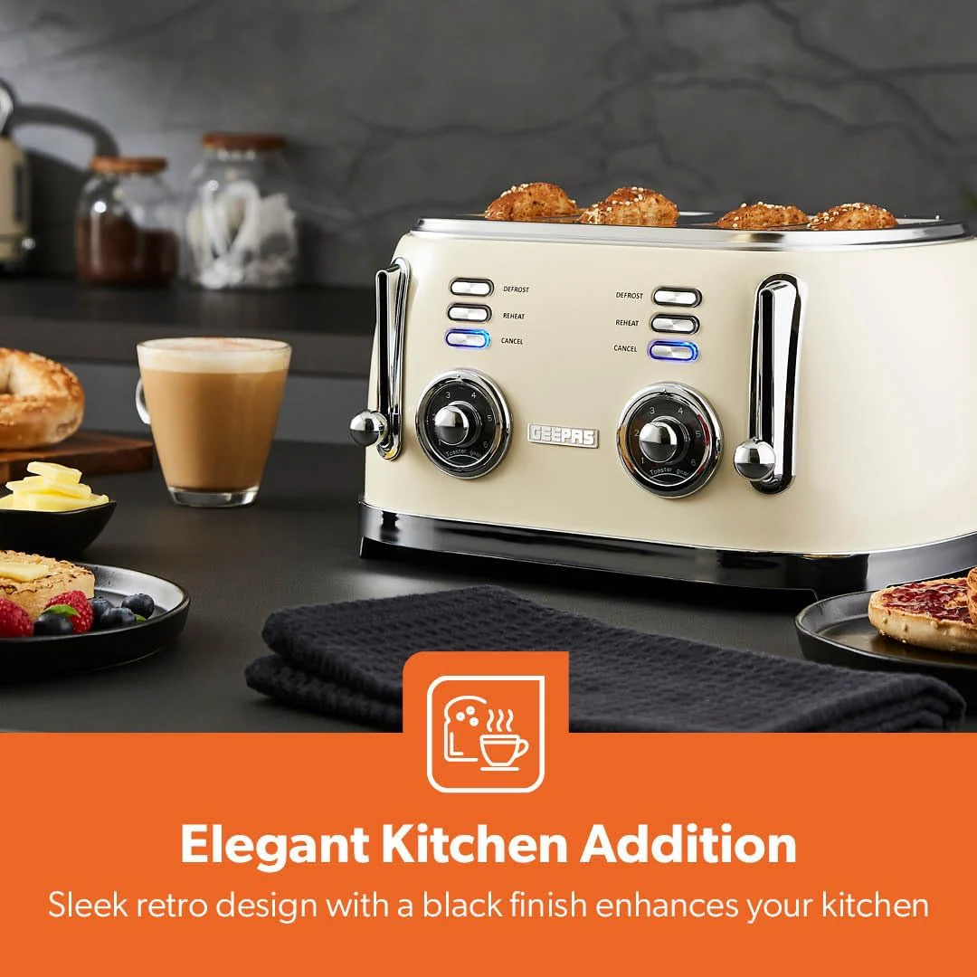 Retrovive Cream Electric Kettle, Toaster and Microwave Oven Set - Image 3