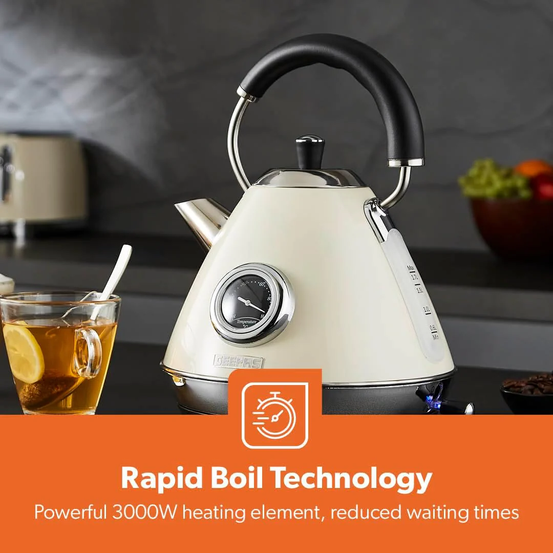 Retrovive Cream Electric Kettle, Toaster and Microwave Oven Set - Image 5