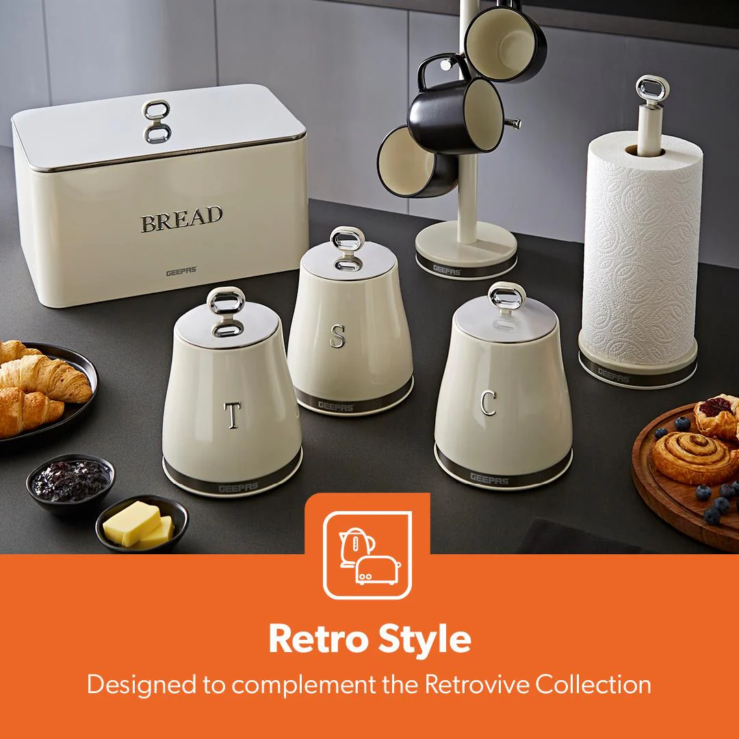 Retrovive Cream Mug Tree and Towel Pol Kitchen Counter Set - Image 3