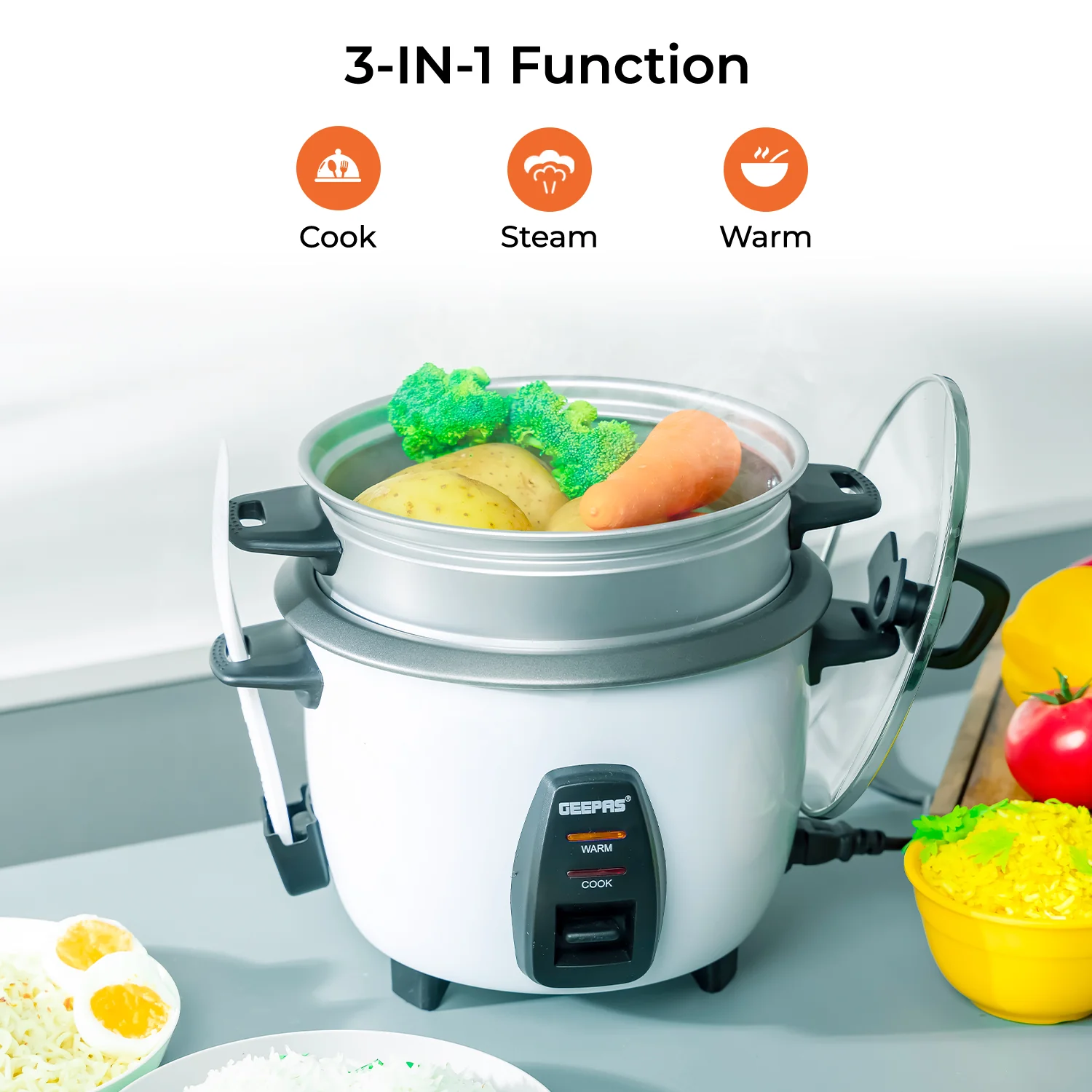 3-In-1 Rice Cooker and Steamer 1L - Image 3