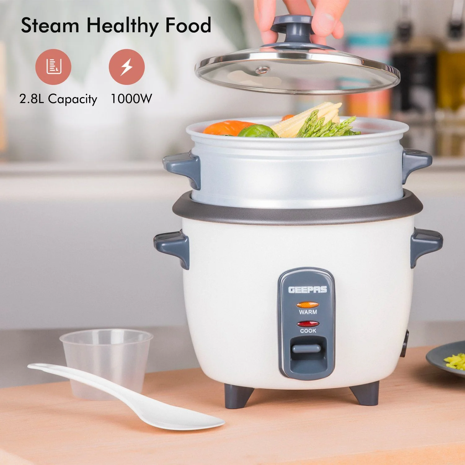 2.8L Electric Non-Stick Rice Cooker and Steamer - Image 3