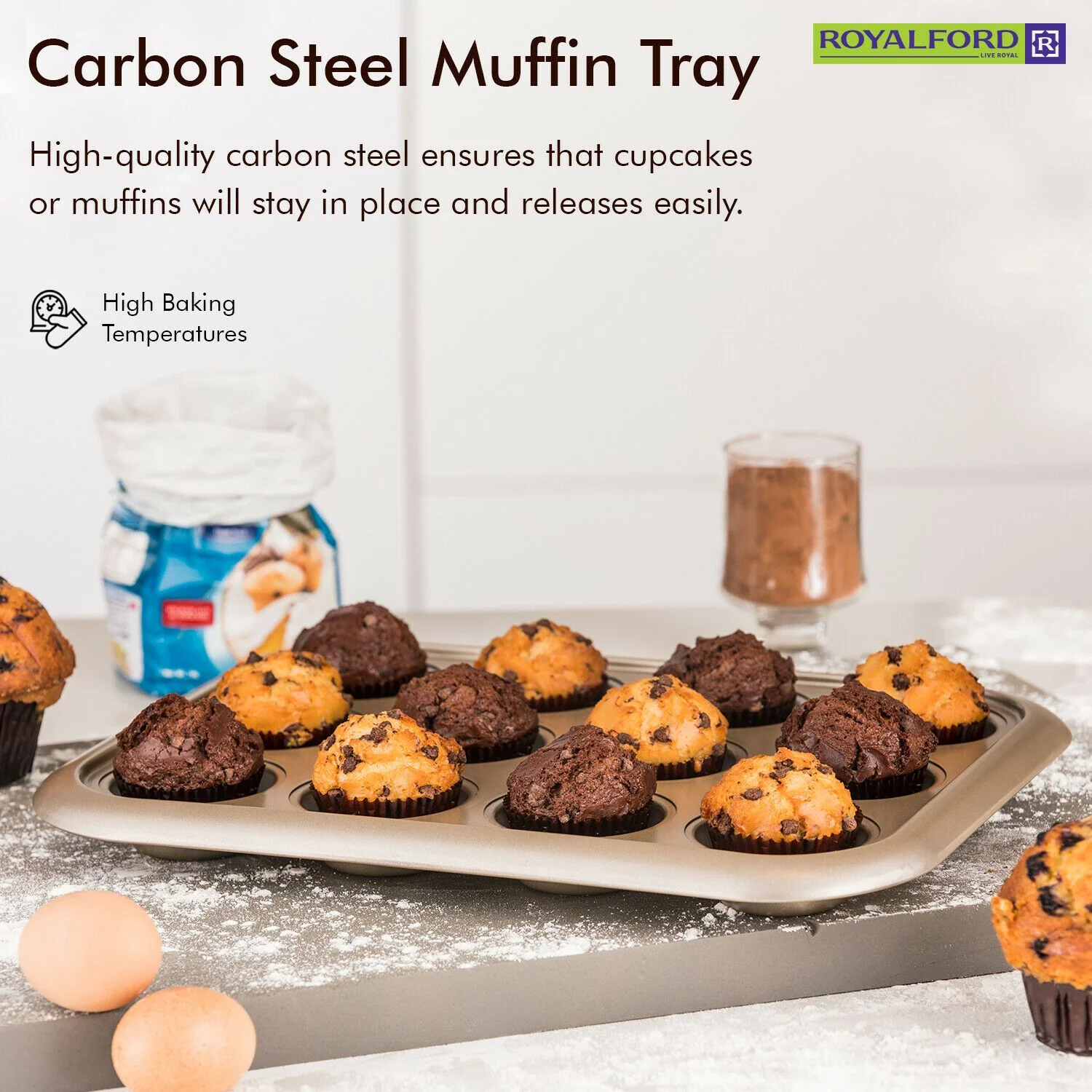 12-Cup Non-Stick Aluminium Baking Tray - Image 3