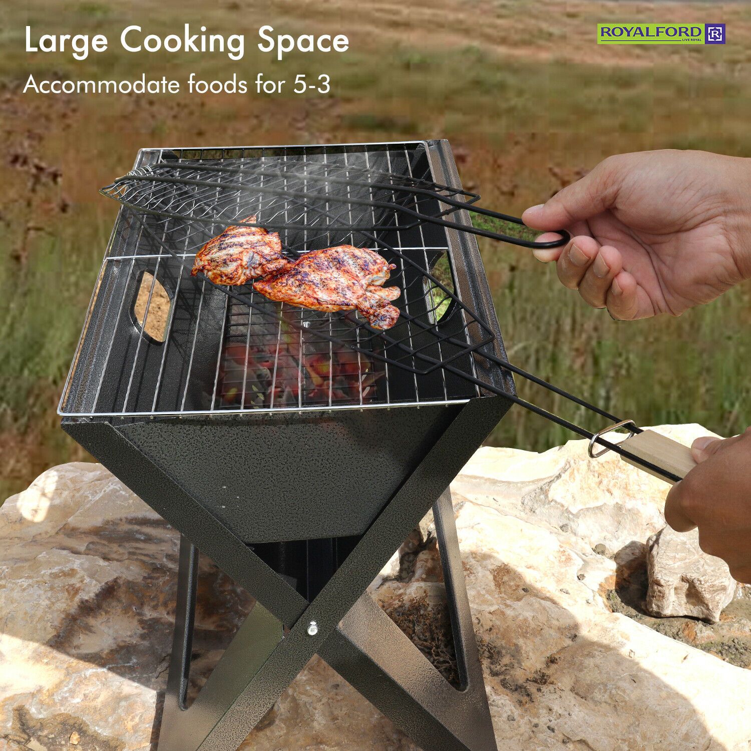 Royalford Portable Folding Barbeque Grilling Basket - Image 4