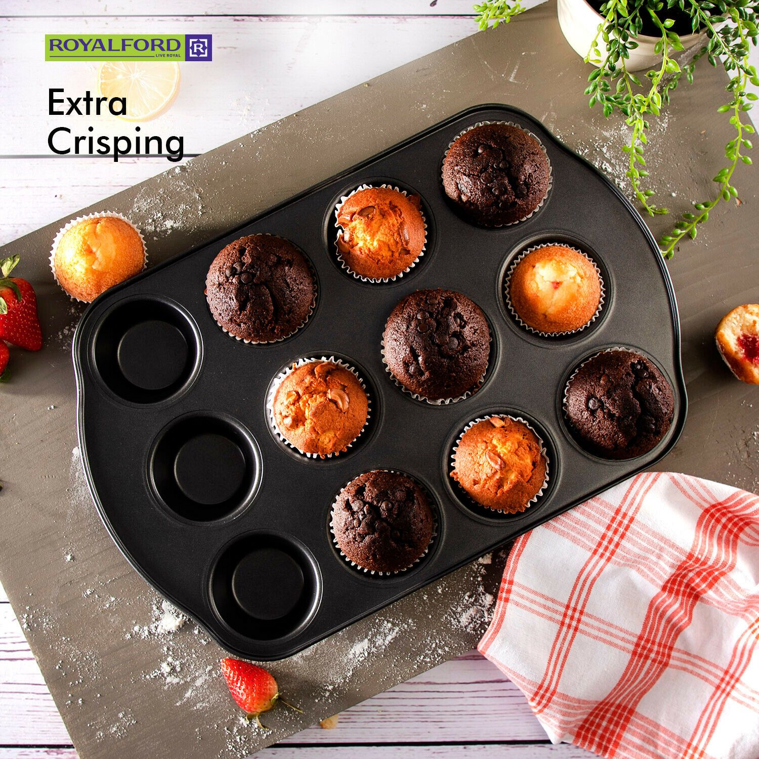 Royalford - Non-Stick Cupcake Baking Tin Tray - Image 5