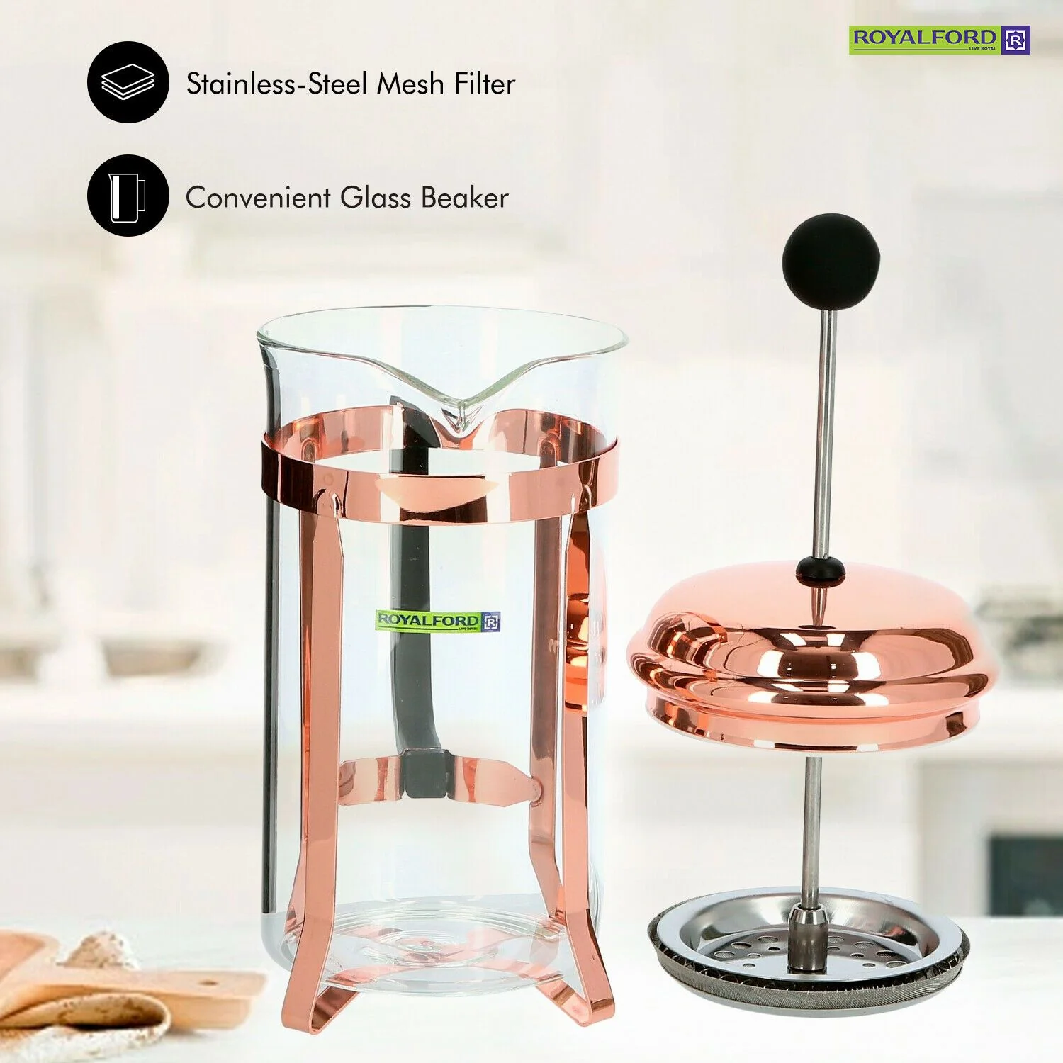 Rose Gold Glass Coffee Carafe (350ml & 650ml) - Image 3