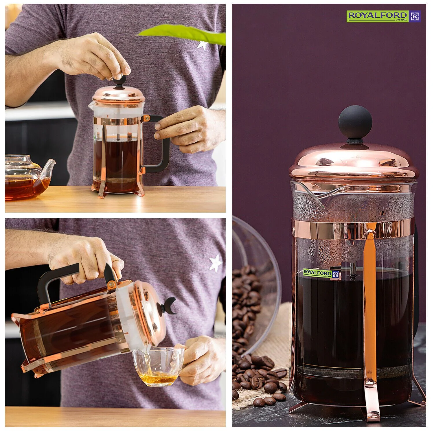 Rose Gold Glass Coffee Carafe (350ml & 650ml) - Image 5