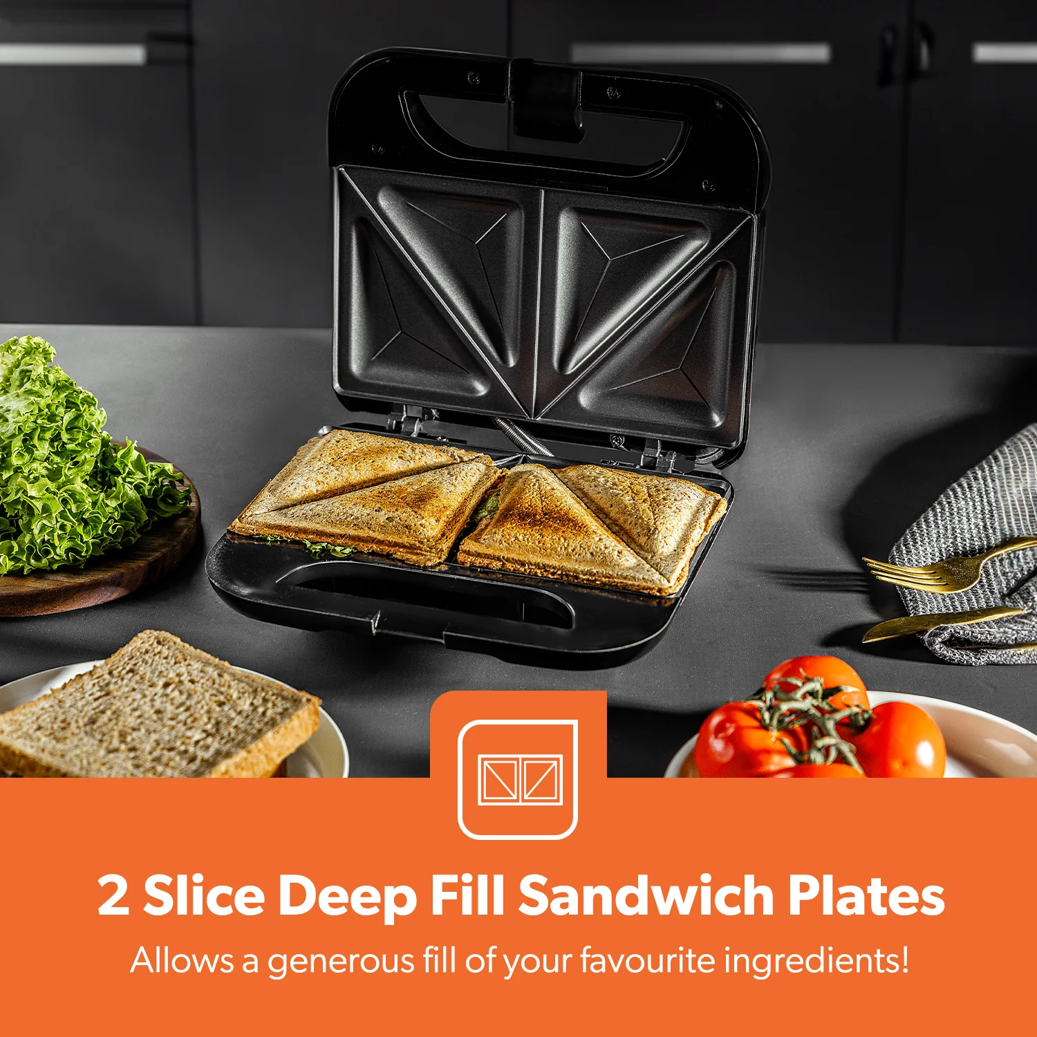 Two-Slice Deep Fill Toastie and Sandwich Grill - Image 3