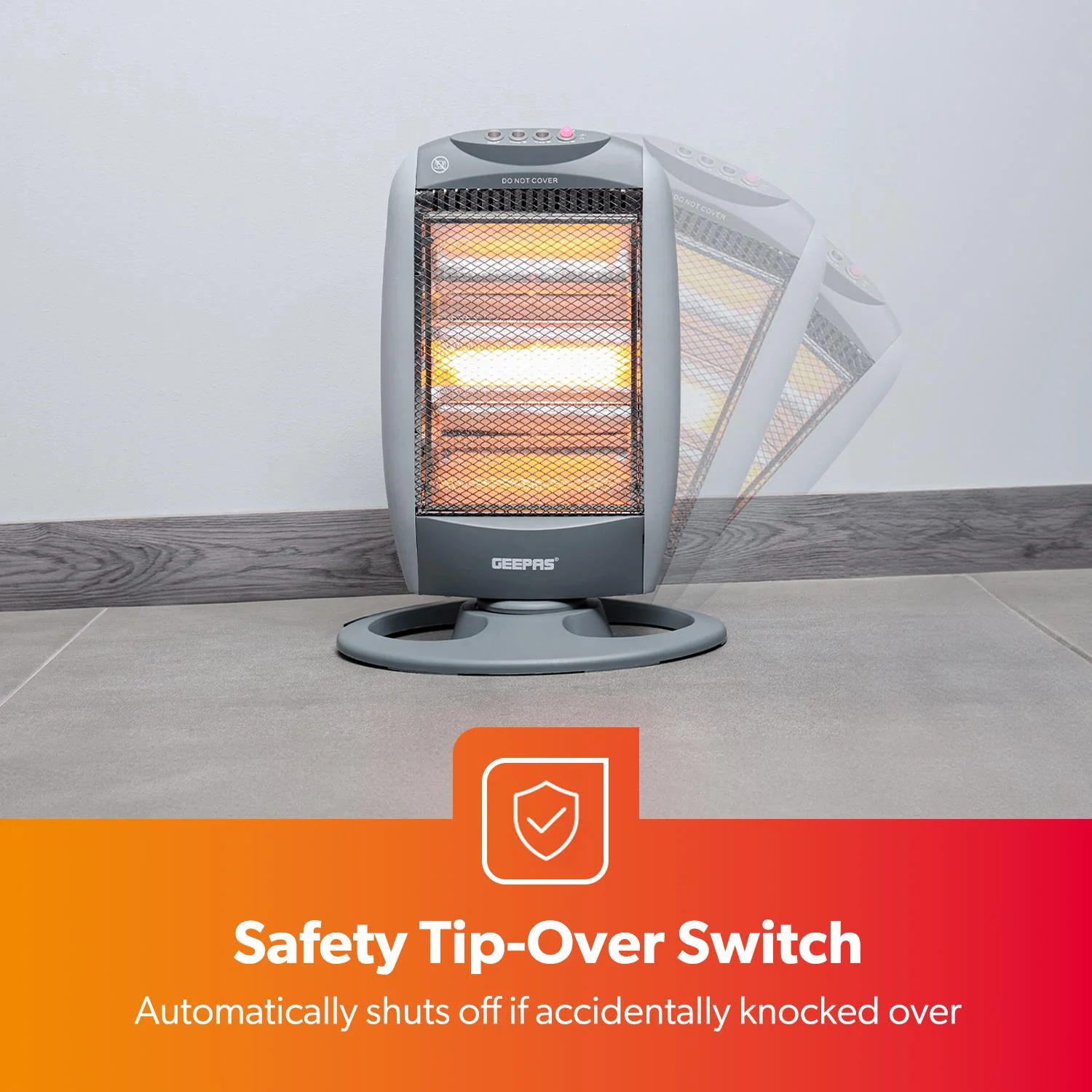 Set Of 2 Grey Instant Halogen Heaters With 3 Heat Settings - Image 3
