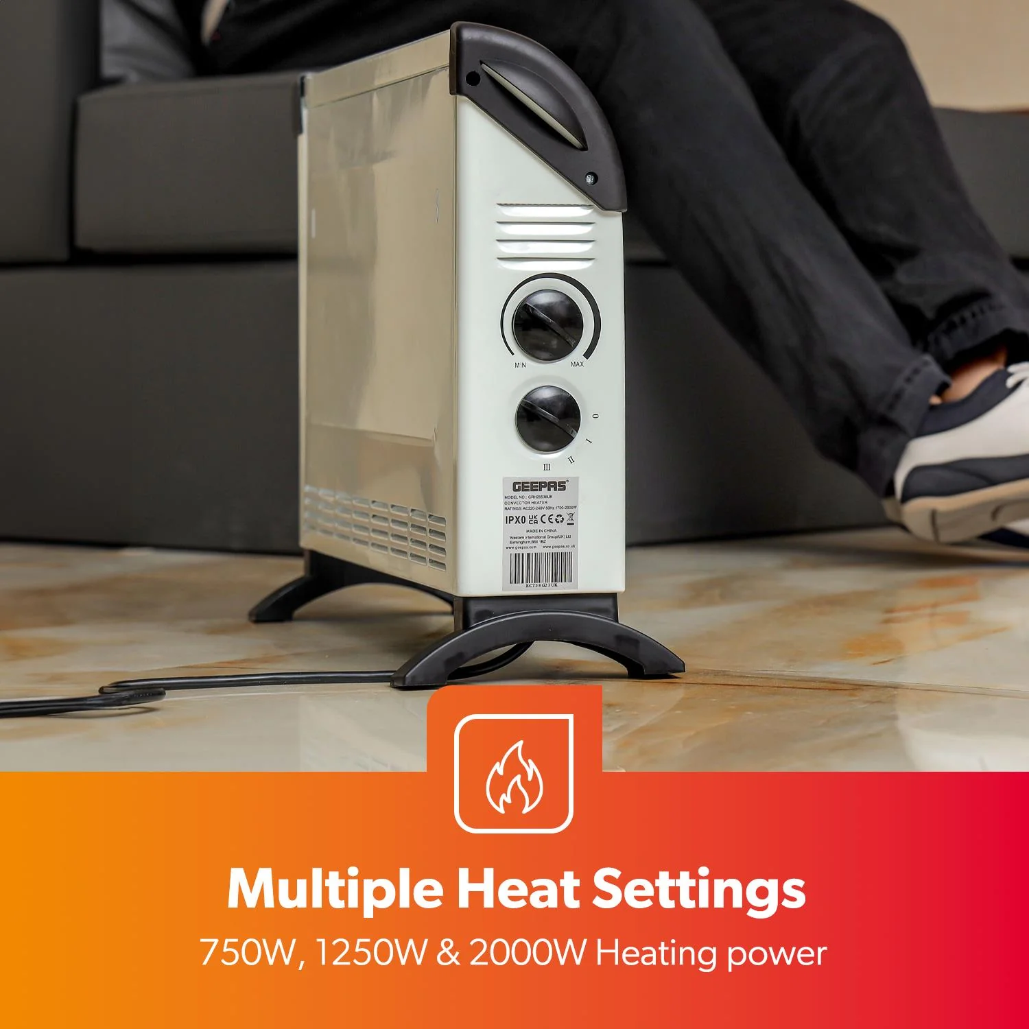 2-Pack White Freestanding Electric Convector Heaters 2000W - Image 7