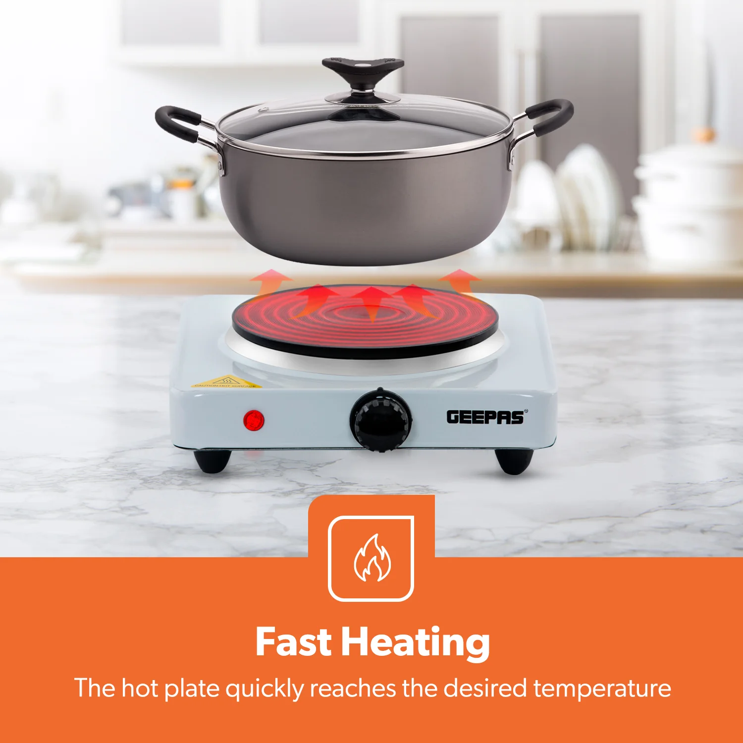 1000W Cast Iron Single Electric Hot Plate Table Top Cooker - Image 3