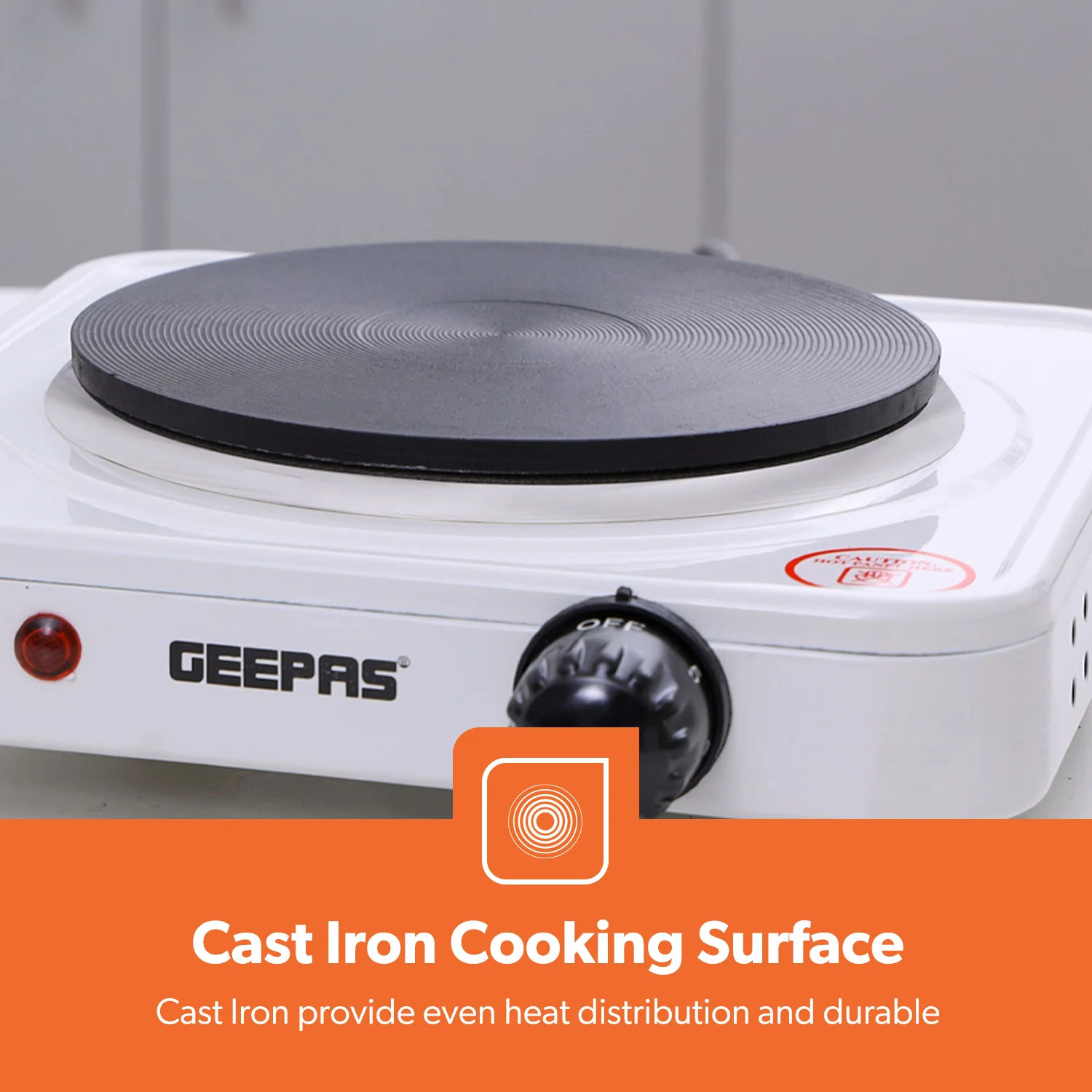 1000W Cast Iron Single Electric Hot Plate Table Top Cooker - Image 6