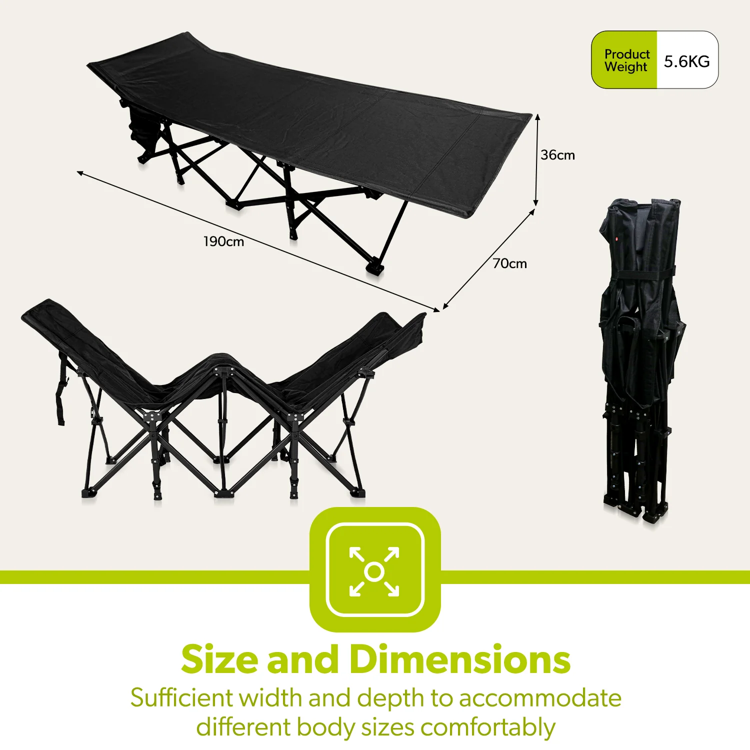 Single Mesh Folding Outdoor and Camping Bed - Image 4
