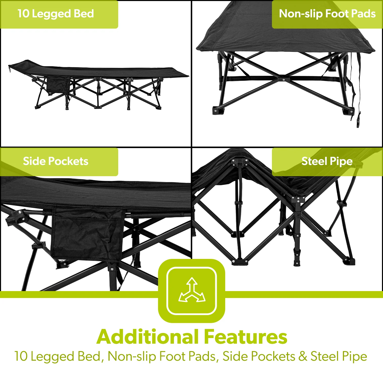 Single Mesh Folding Outdoor and Camping Bed - Image 5