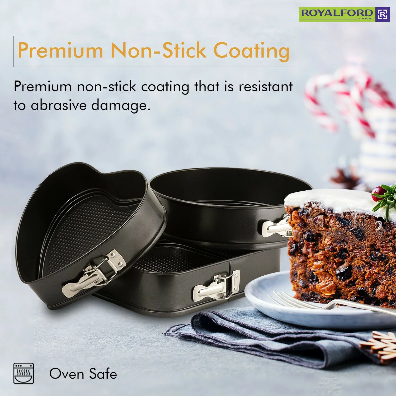 Premium Non-Stick Spring Form Cake Tins Set | Royalford - Image 4