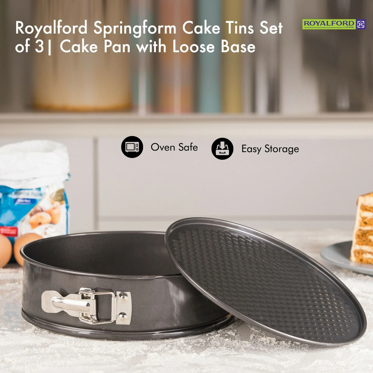 Royalford Springform Cake Tin Set Of Three - Image 4