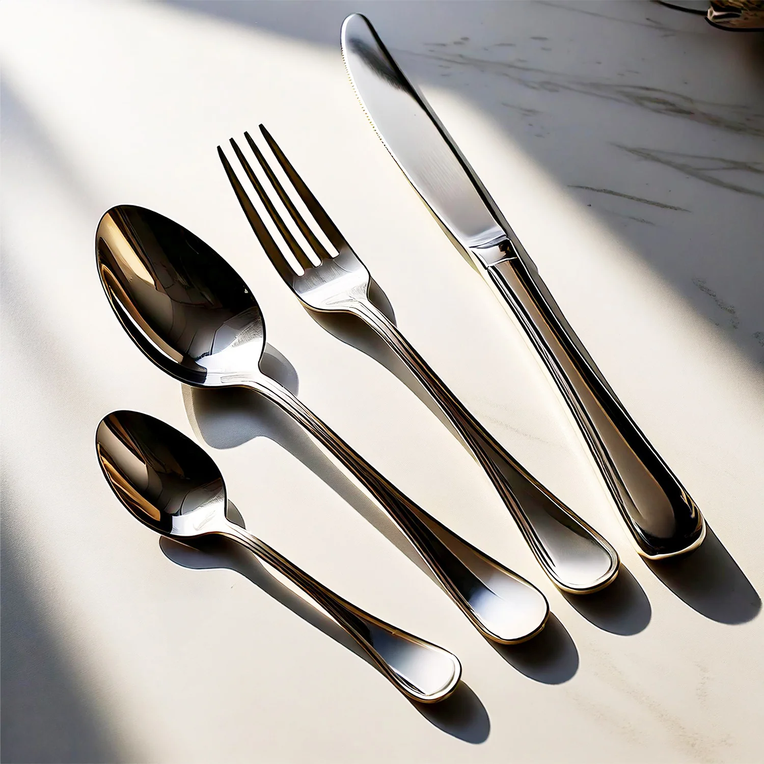 Matt Stainless Steel 16-Piece Cutlery Set Tableware - Image 2