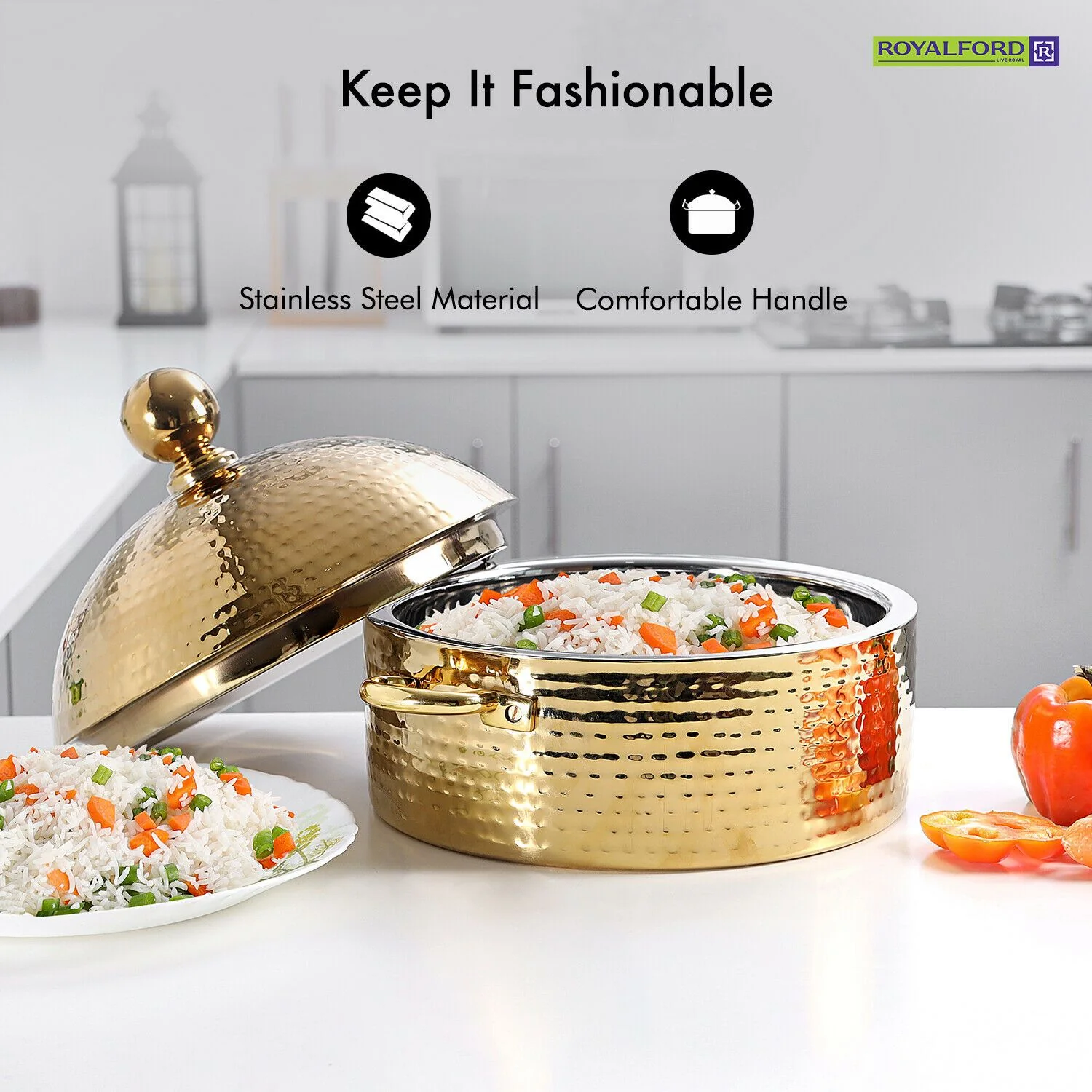 Stainless Steel Gold Plated Serving Dish (3L) - Image 3