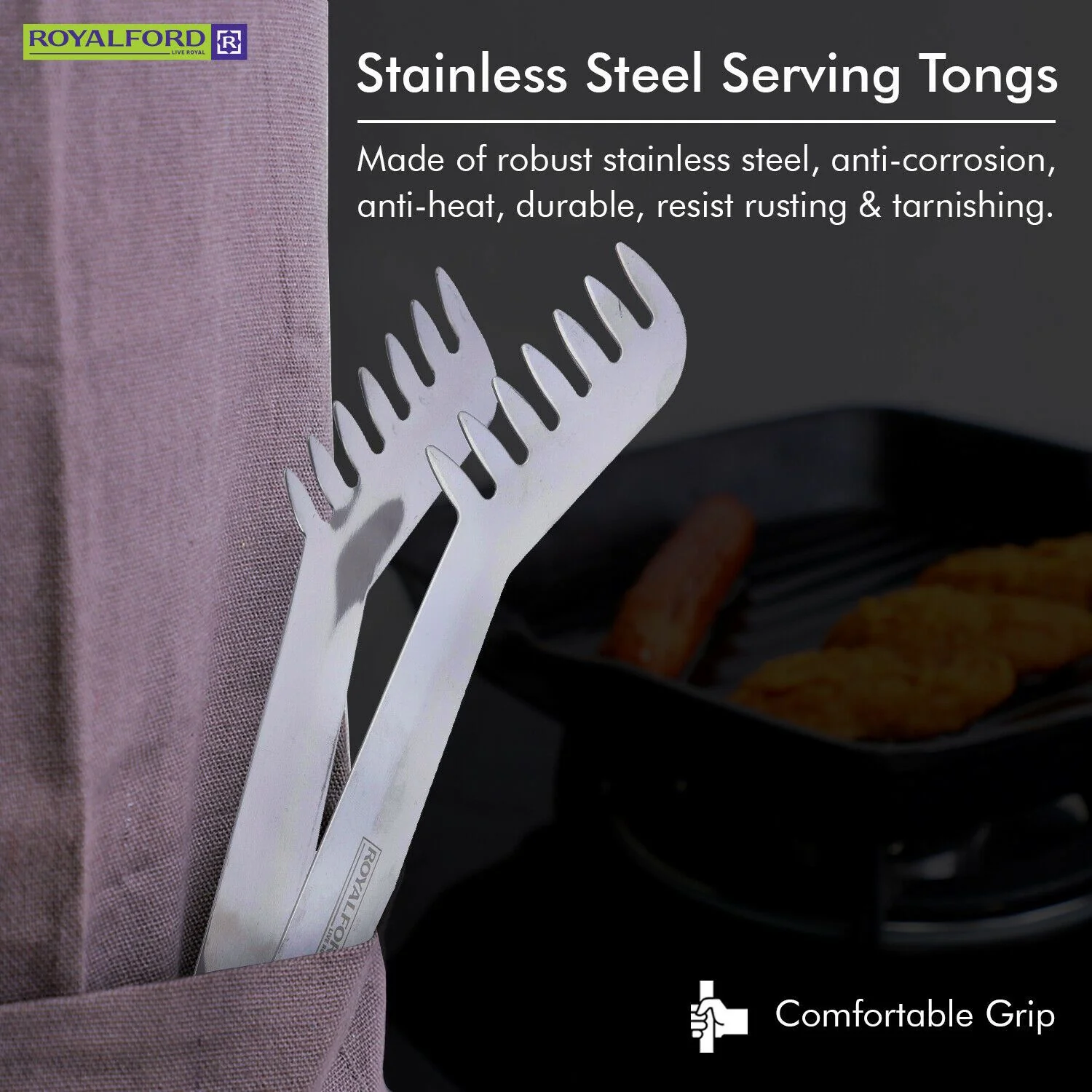Stainless Steel Serving Tongs By Royalford - Image 5